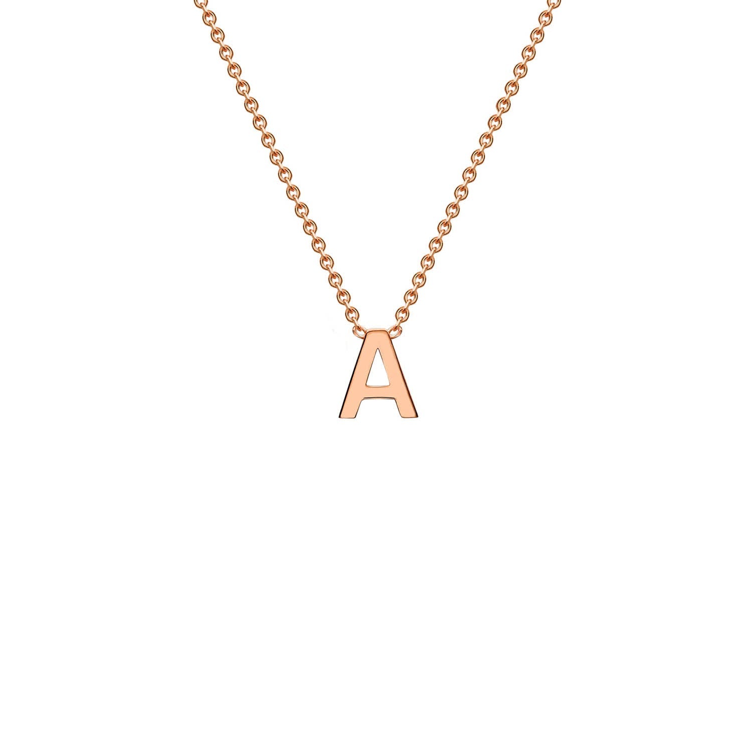 9ct Rose Gold 'A' Initial Adjustable Letter Necklace 38/43cm