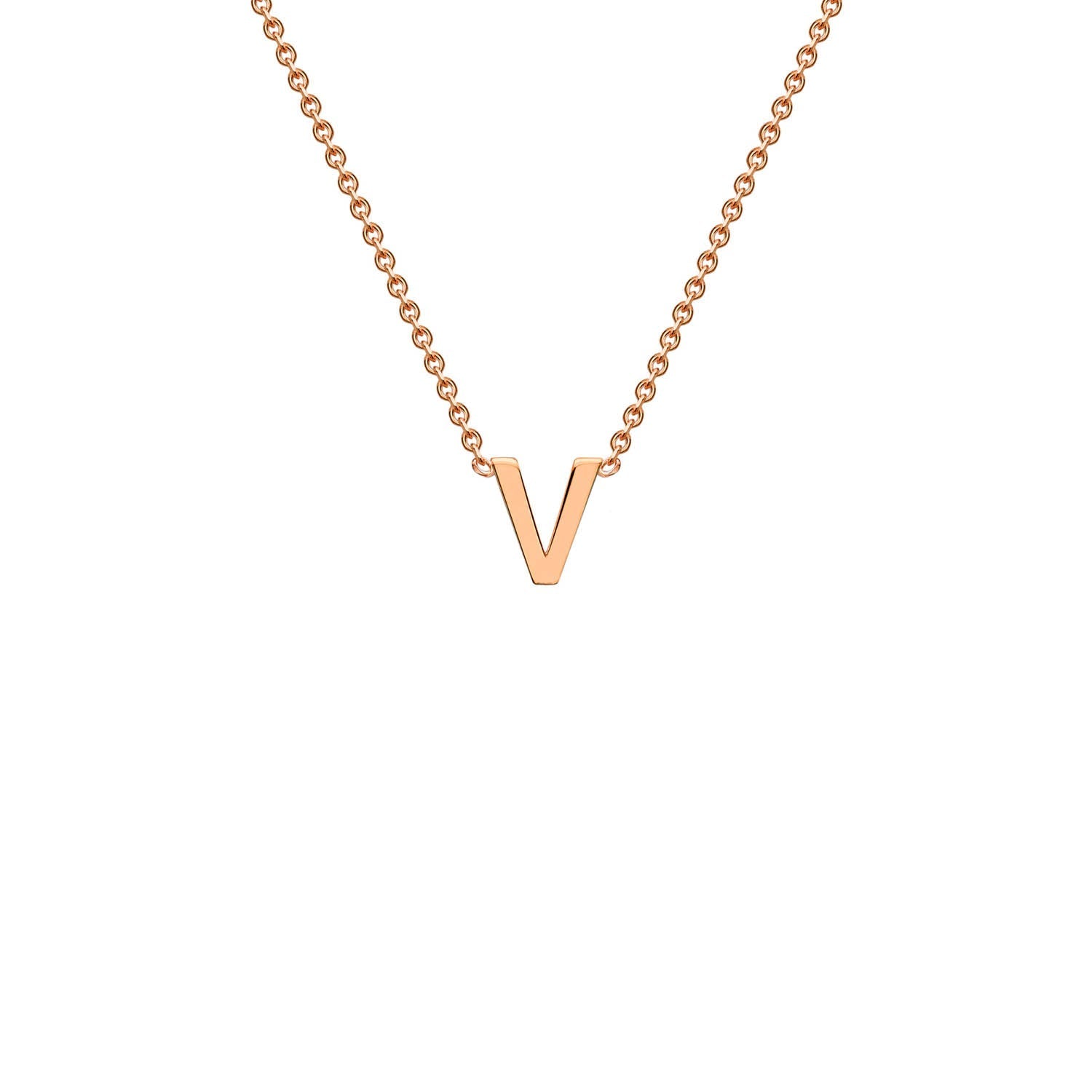 9ct Rose Gold 'V' Initial Adjustable Letter Necklace 38/43cm