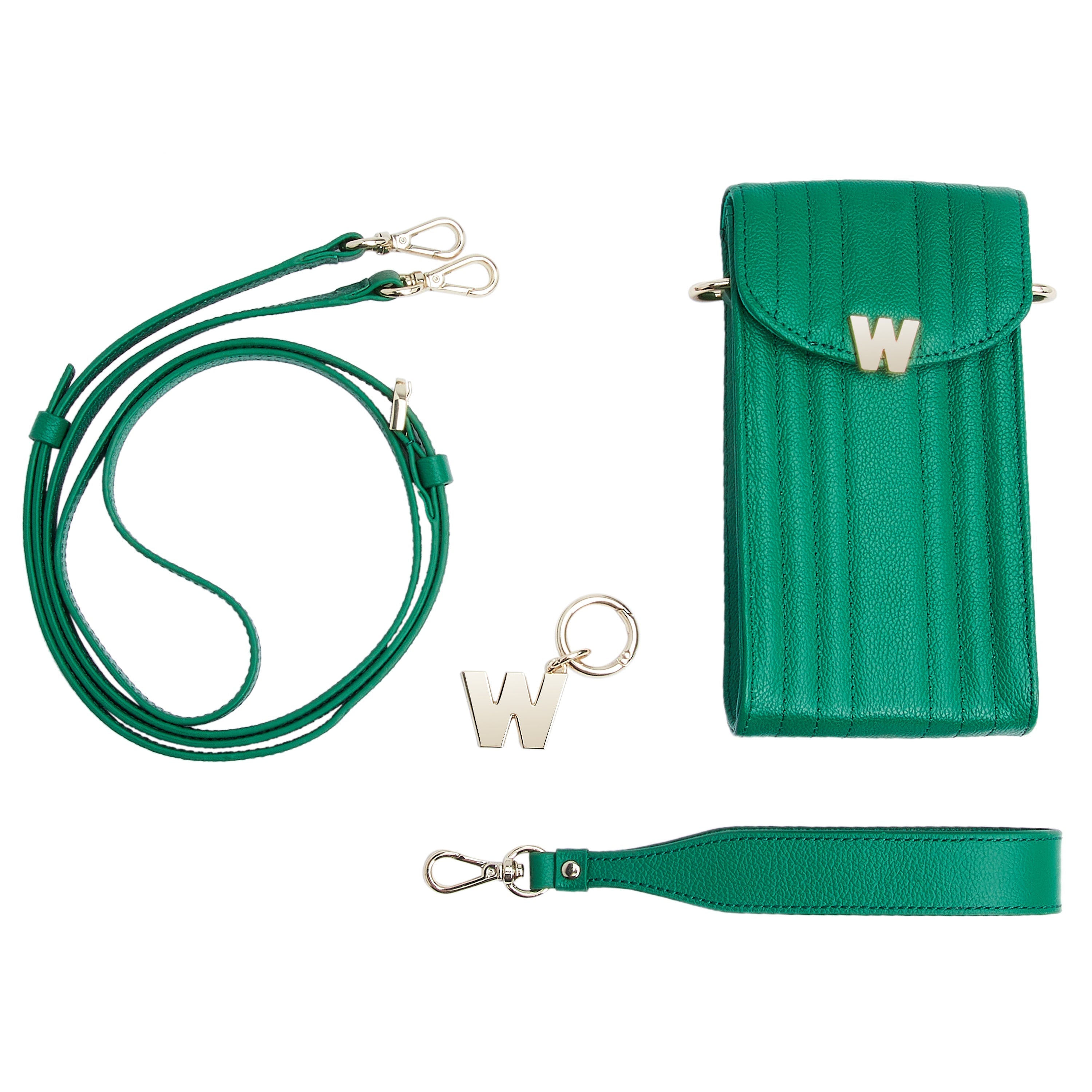 Wolf Mimi Phone Case with Wristlet & Lanyard Green