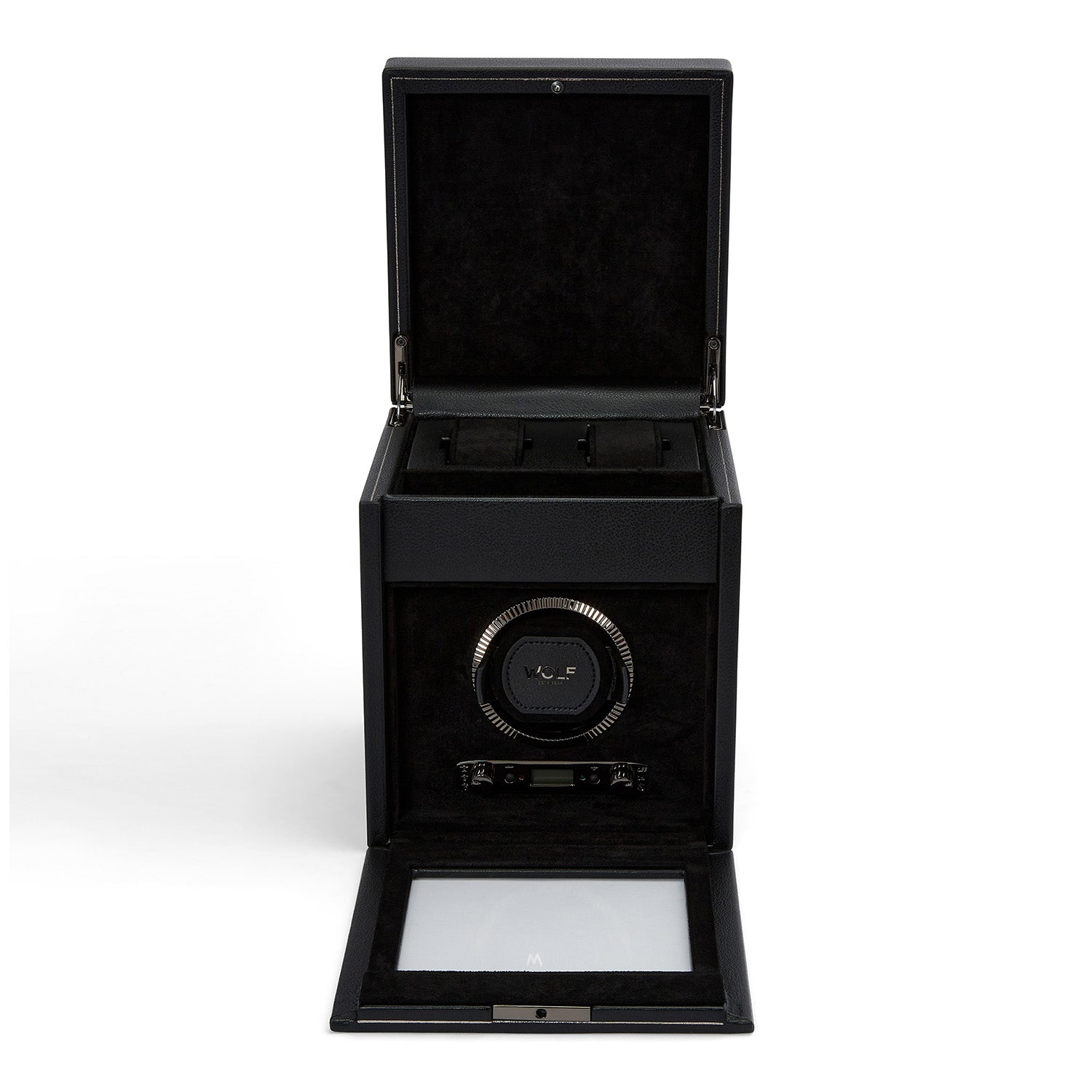 Wolf British Racing Single Watch Winder with Storage Black