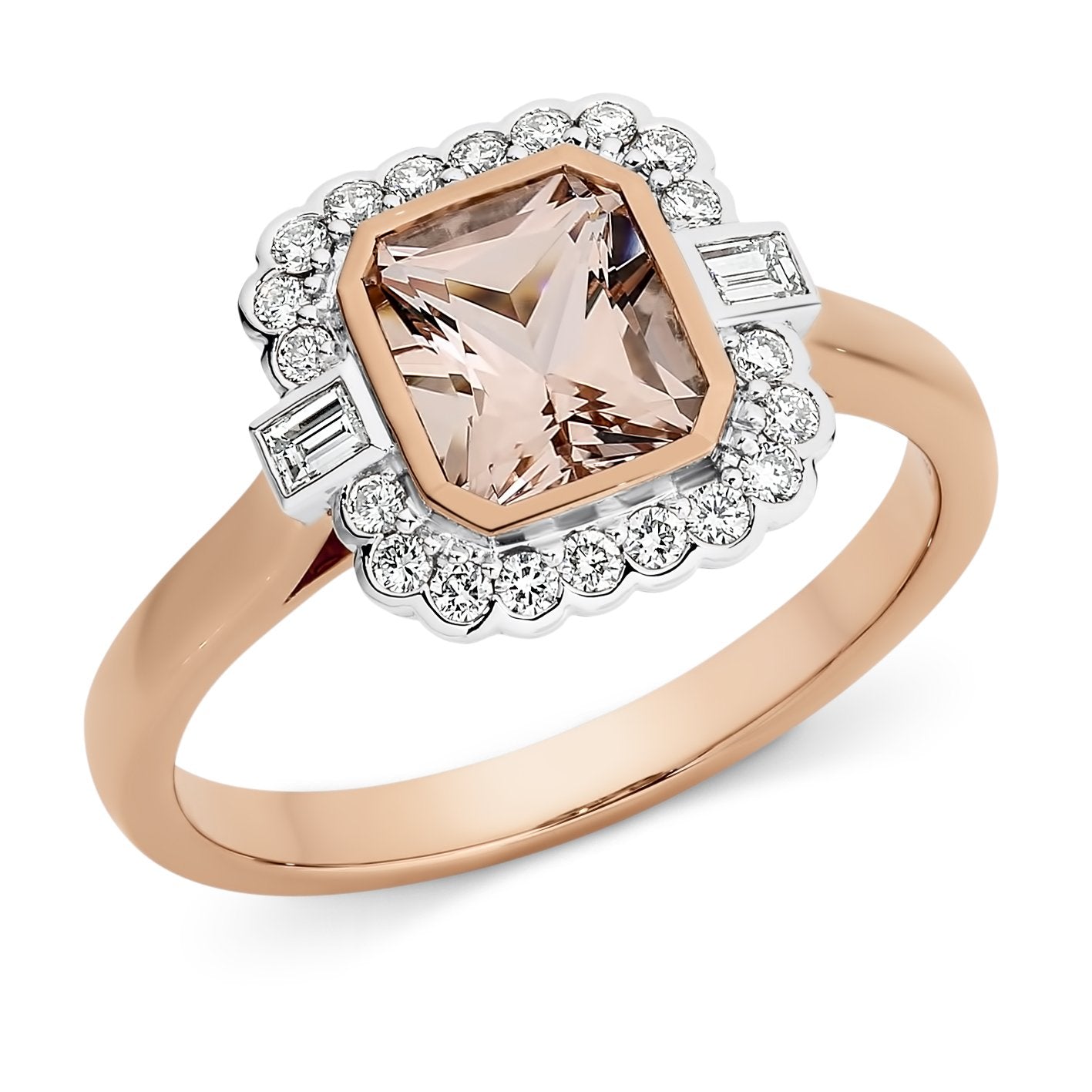 1.21ct Morganite & 0.23ct Diamond Ring in 9ct Rose Gold