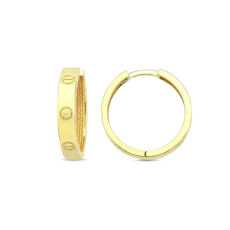 9ct Yellow Gold Lock Hoop Earrings 18mm