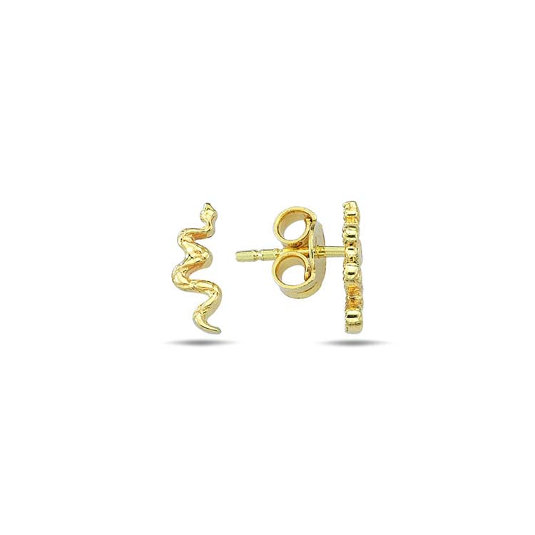 9ct Yellow Gold Snake Stud Earrings