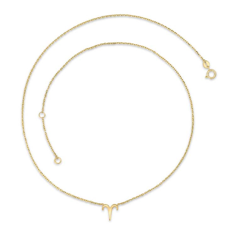 9ct Yellow Gold Aries Zodiac Necklace 40-45cm