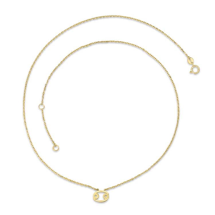 9ct Yellow Gold Cancer Zodiac Necklace 40-45cm