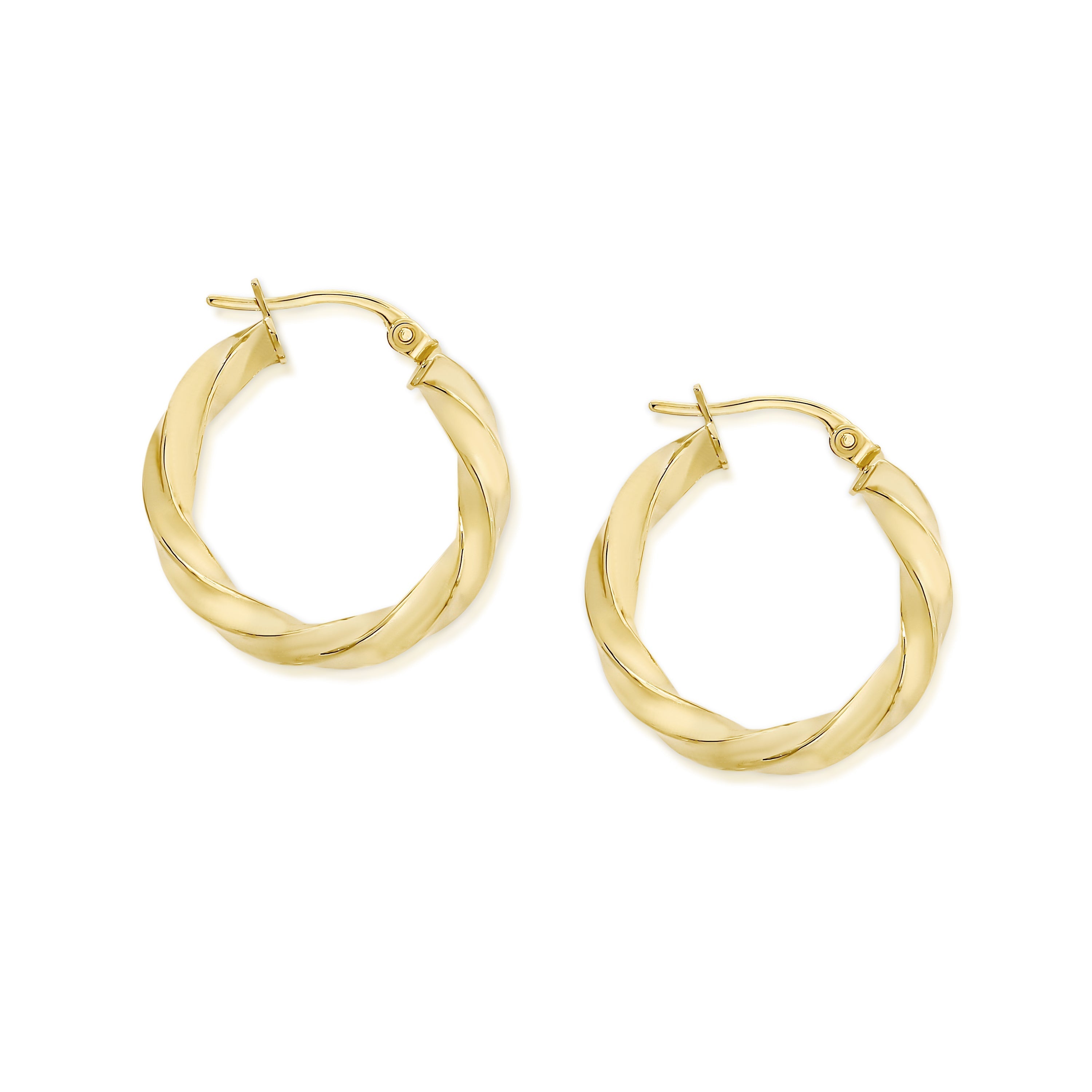 9ct gold ribbon twist hoops 15mm