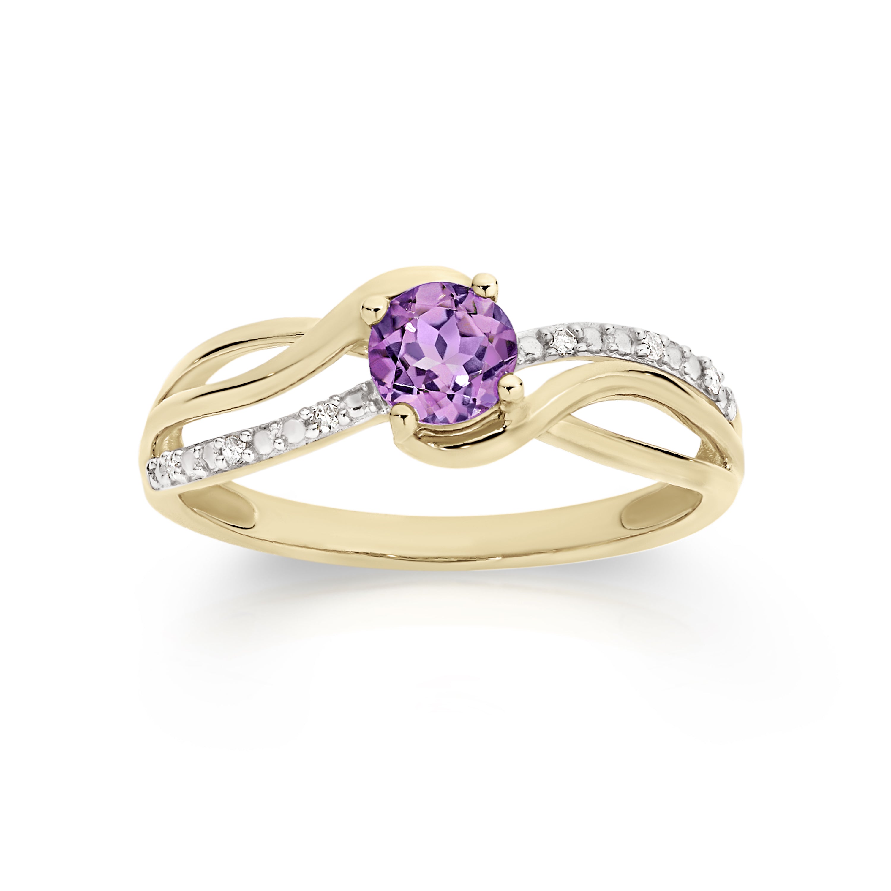 9ct amethyst & diamond ring