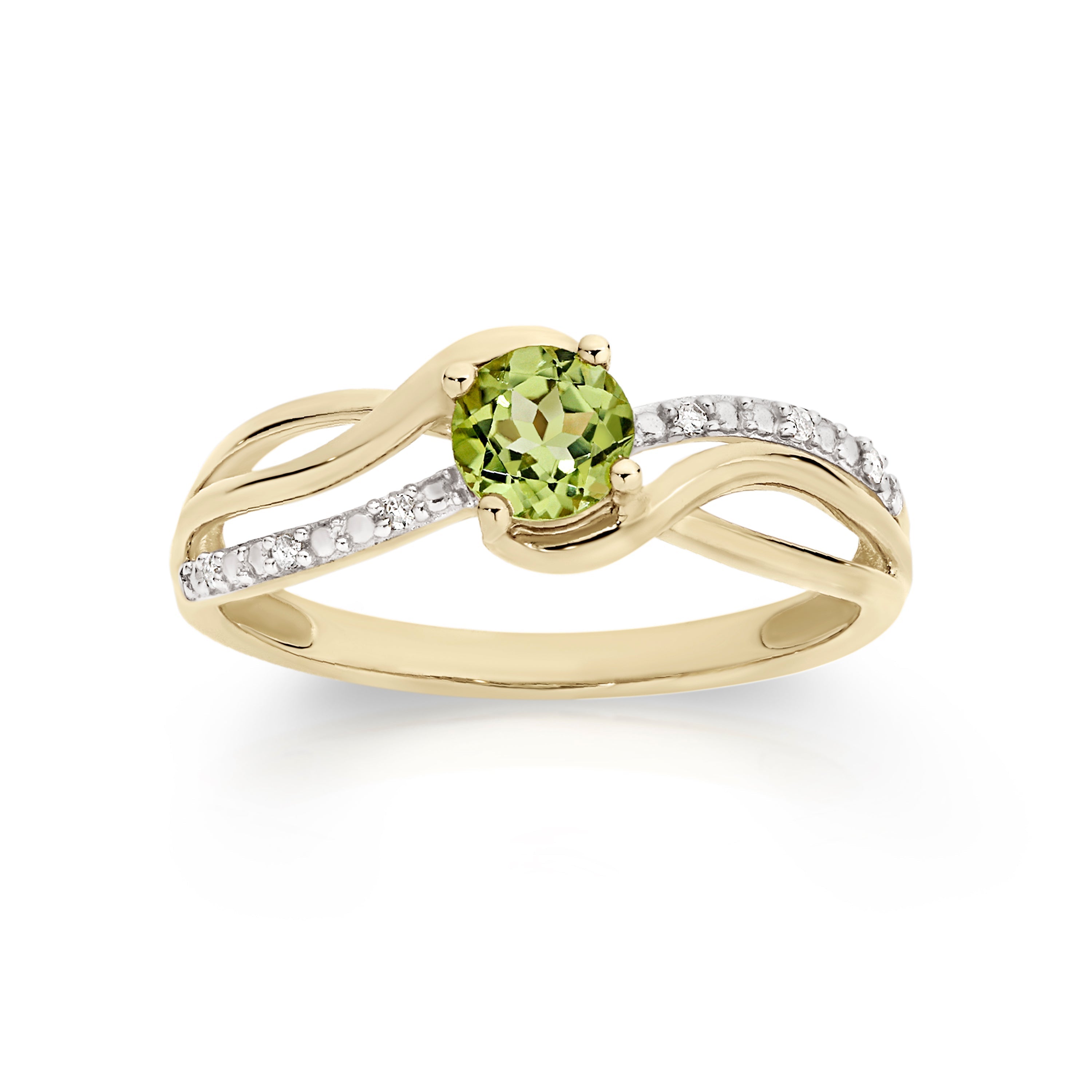 9ct peridot & diamond ring