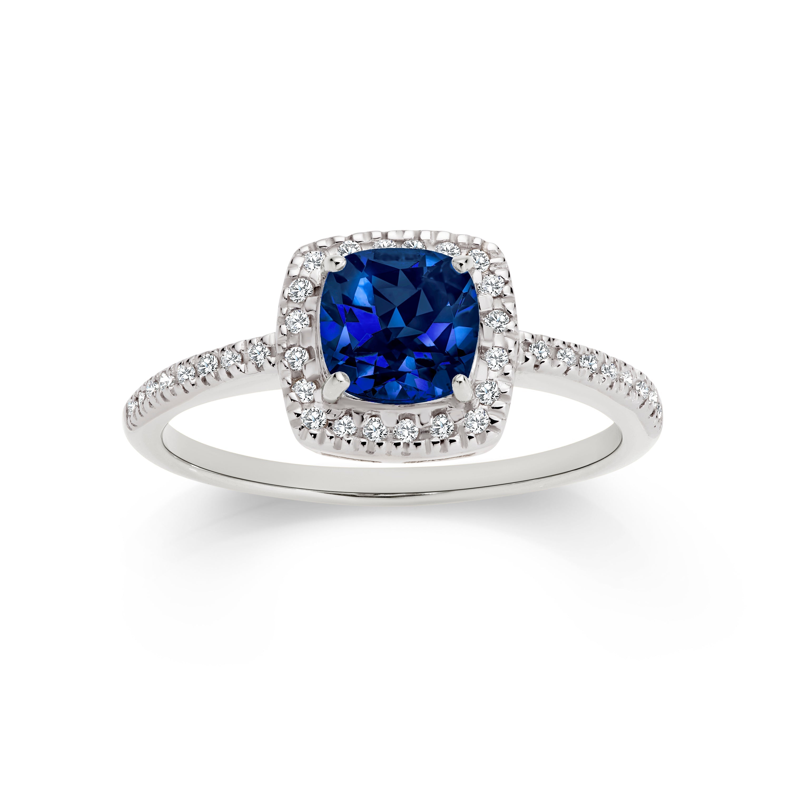 9ct white gold sapphire & diamond ring