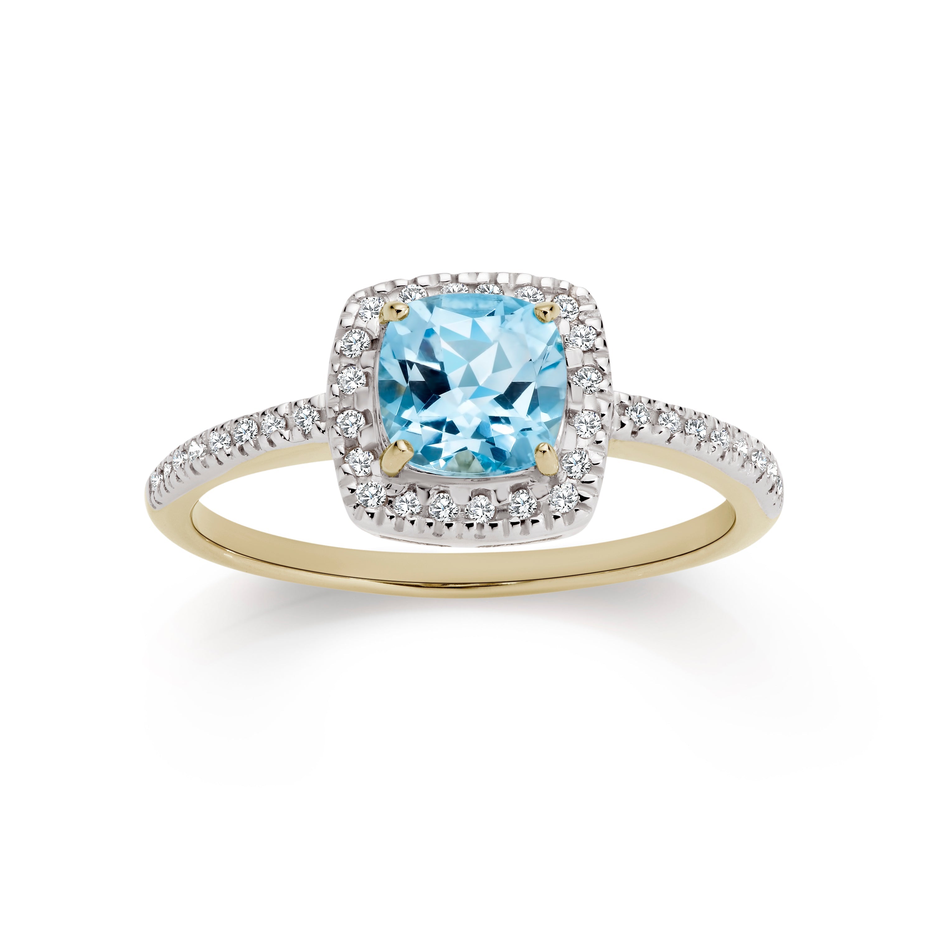 9ct blue topaz & diamond ring