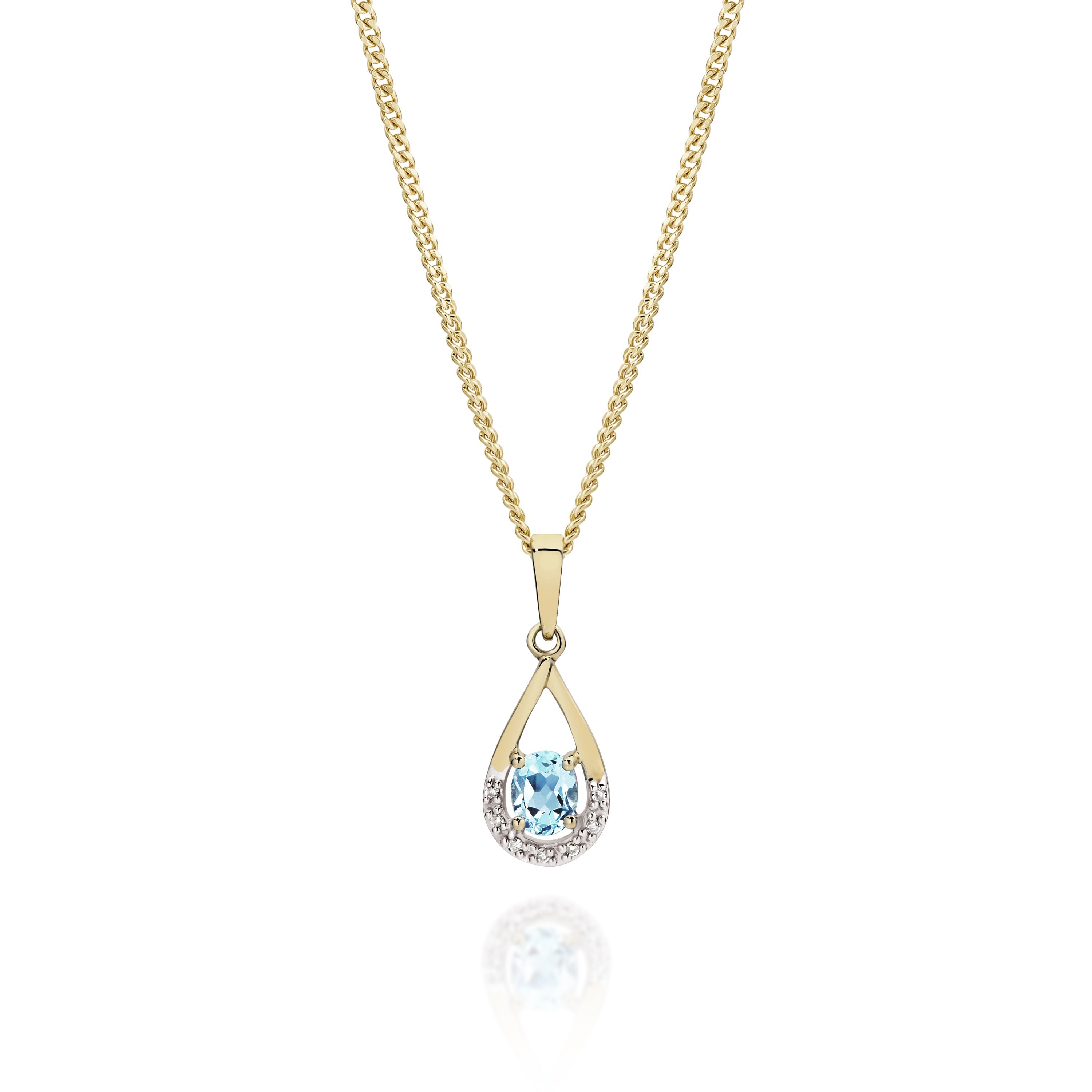 9ct blue topaz & diamond pendant