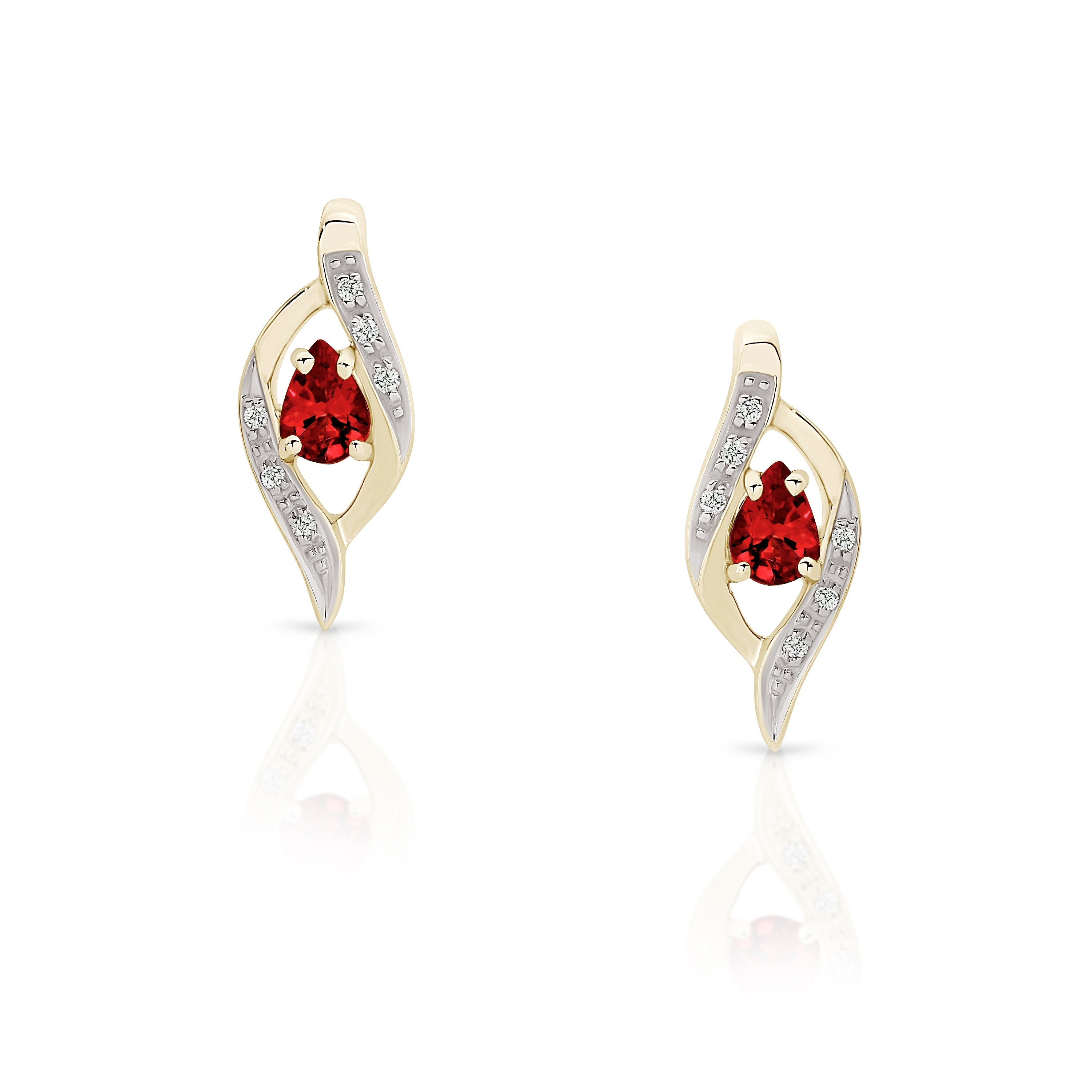 9ct garnet & diamond studs