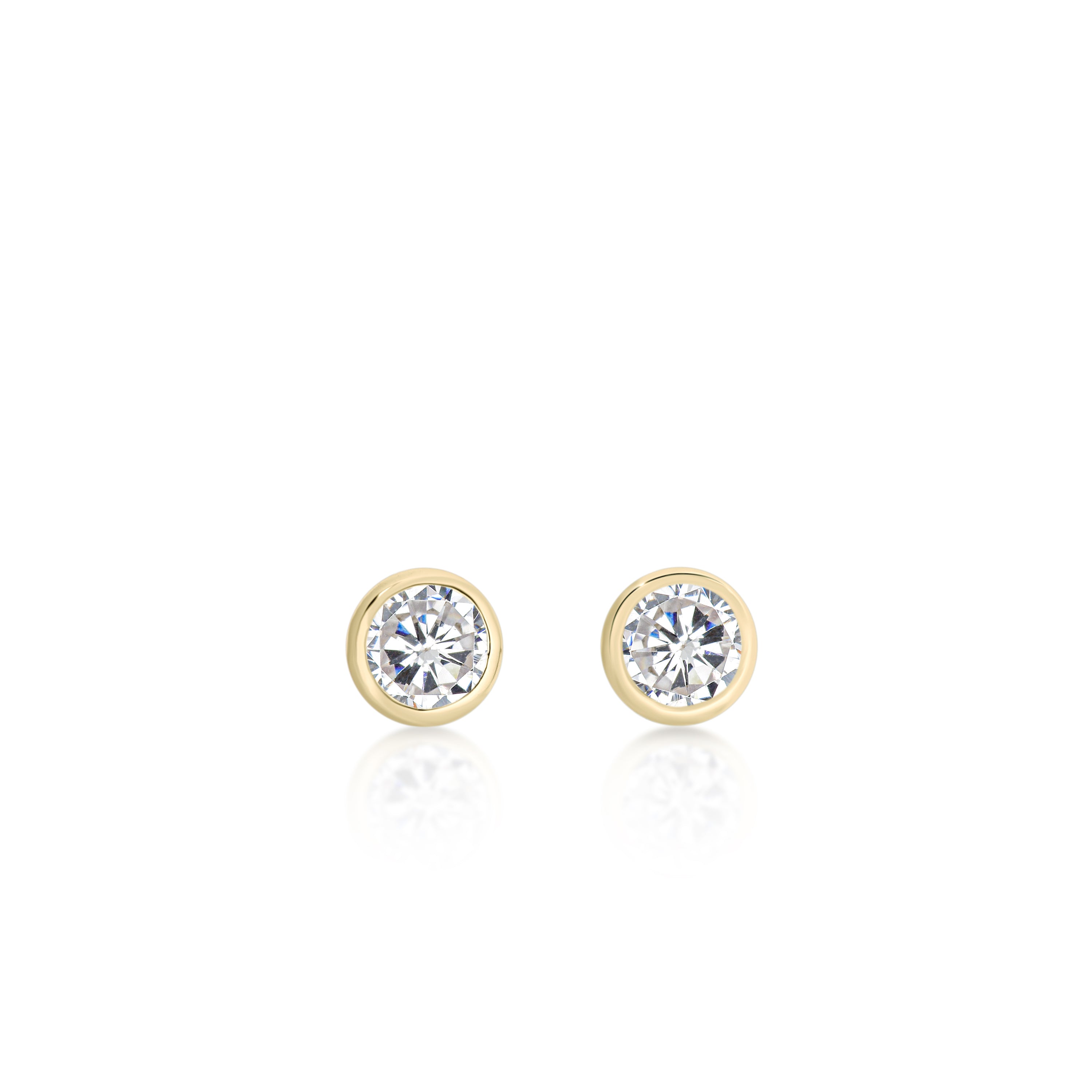 9ct gold 3mm bezel stone set studs