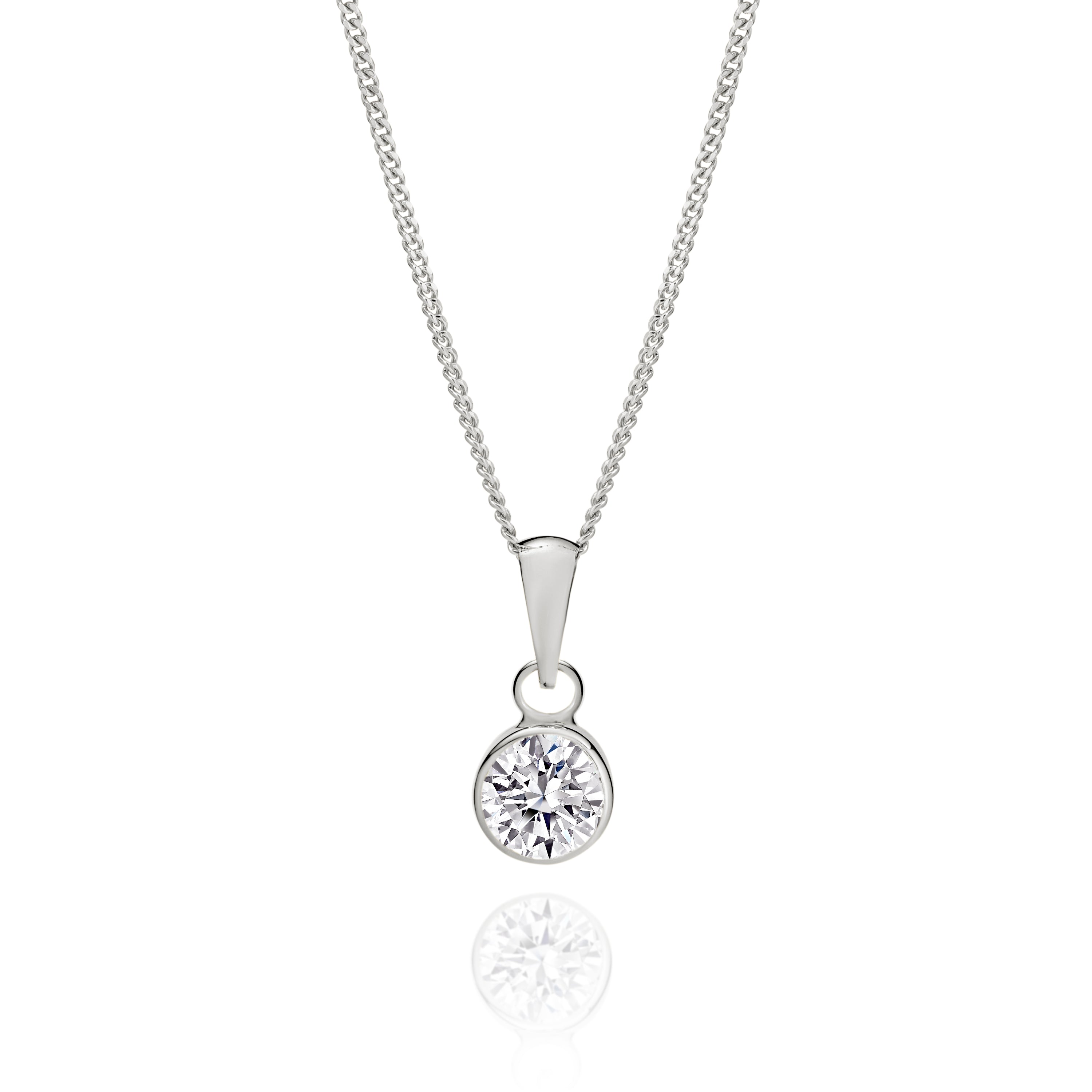 9ct white gold 6mm bezel stone set pendant