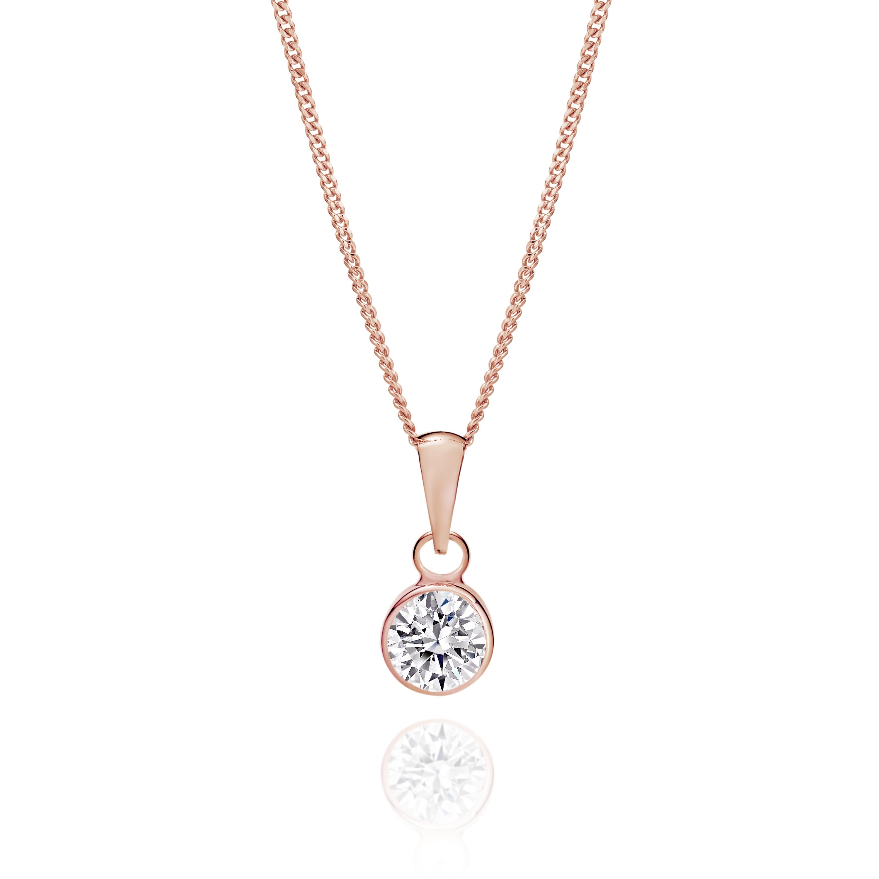 9ct rose gold 6mm bezel stone set pendant