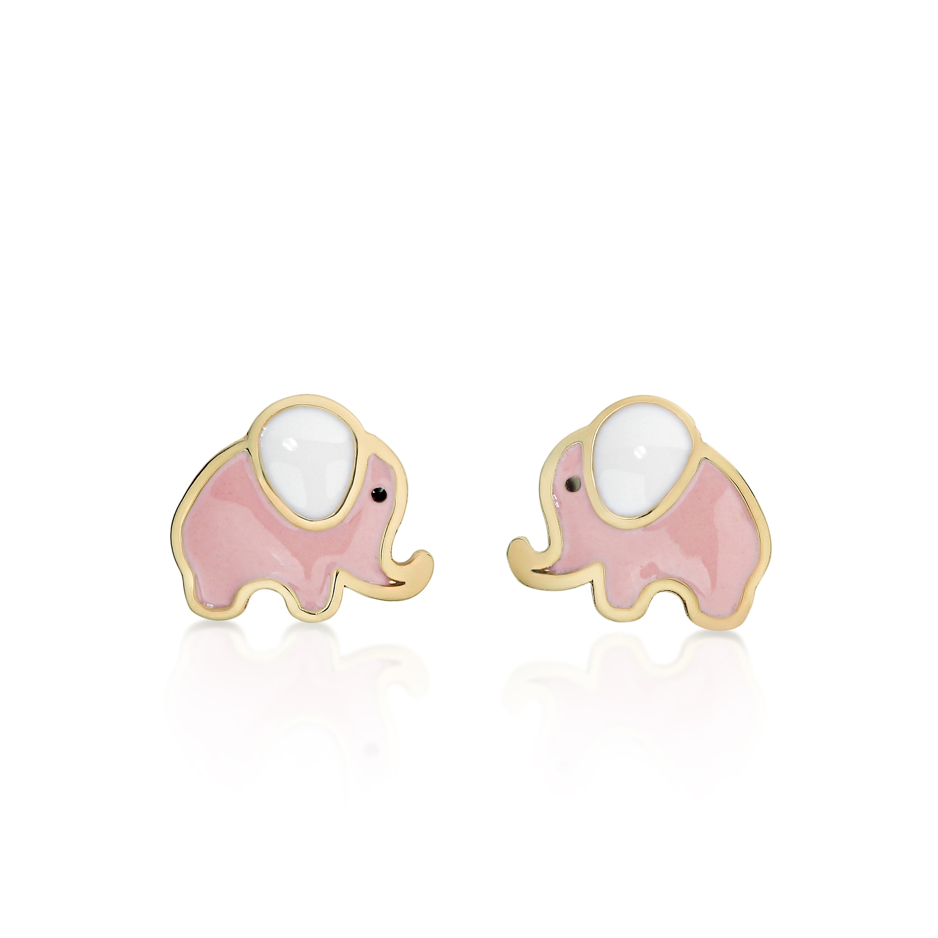 9ct gold enamel elephant studs