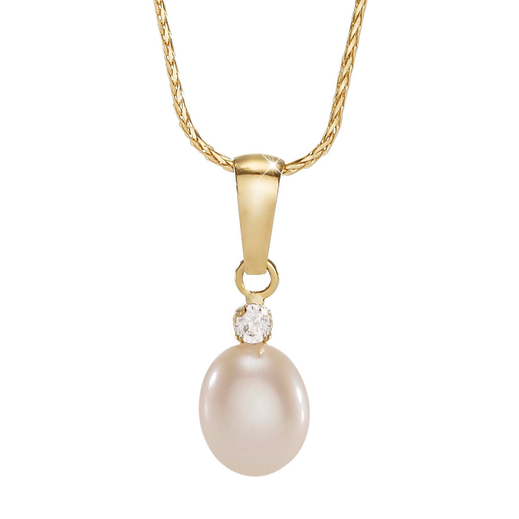 9ct gold freshwater pearl & stone set pendant