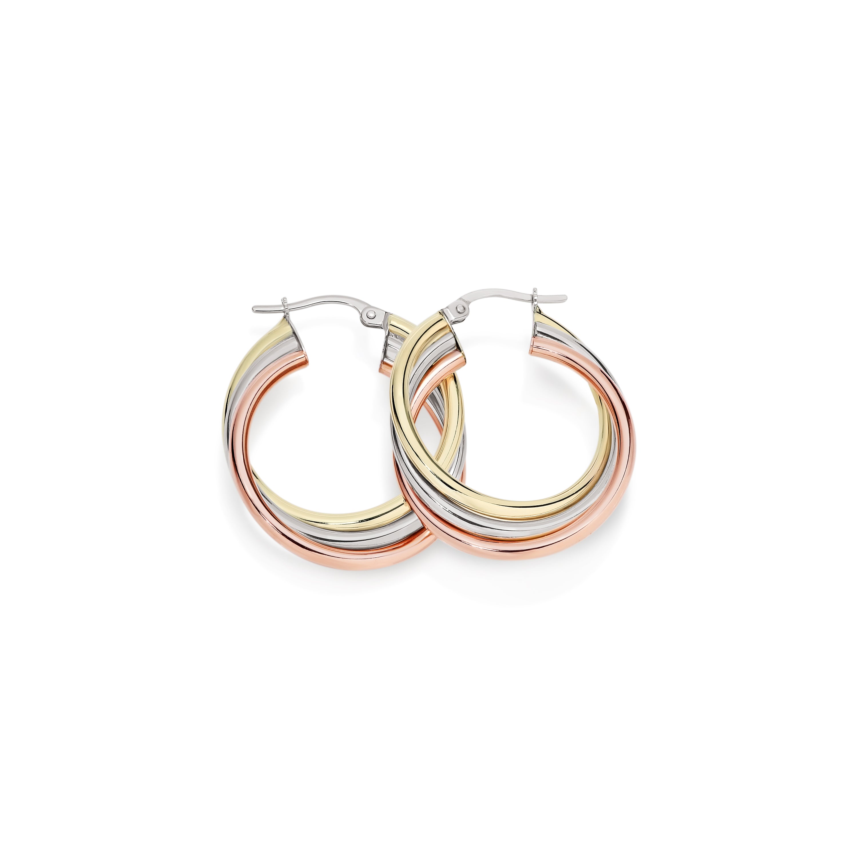 9ct 3 tone ruSterling silverian hoops 20mm