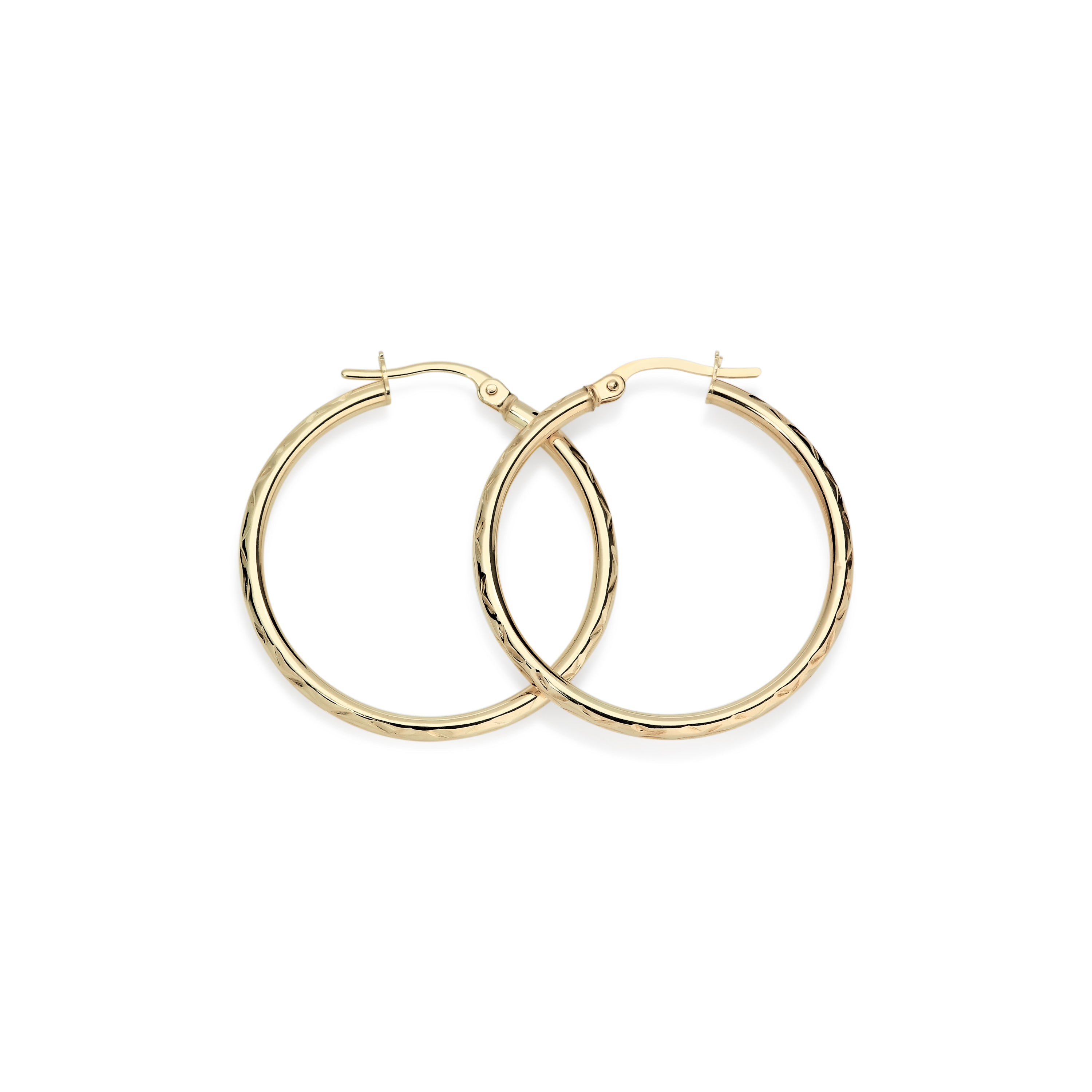 9ct diamond cut hoops 25mm