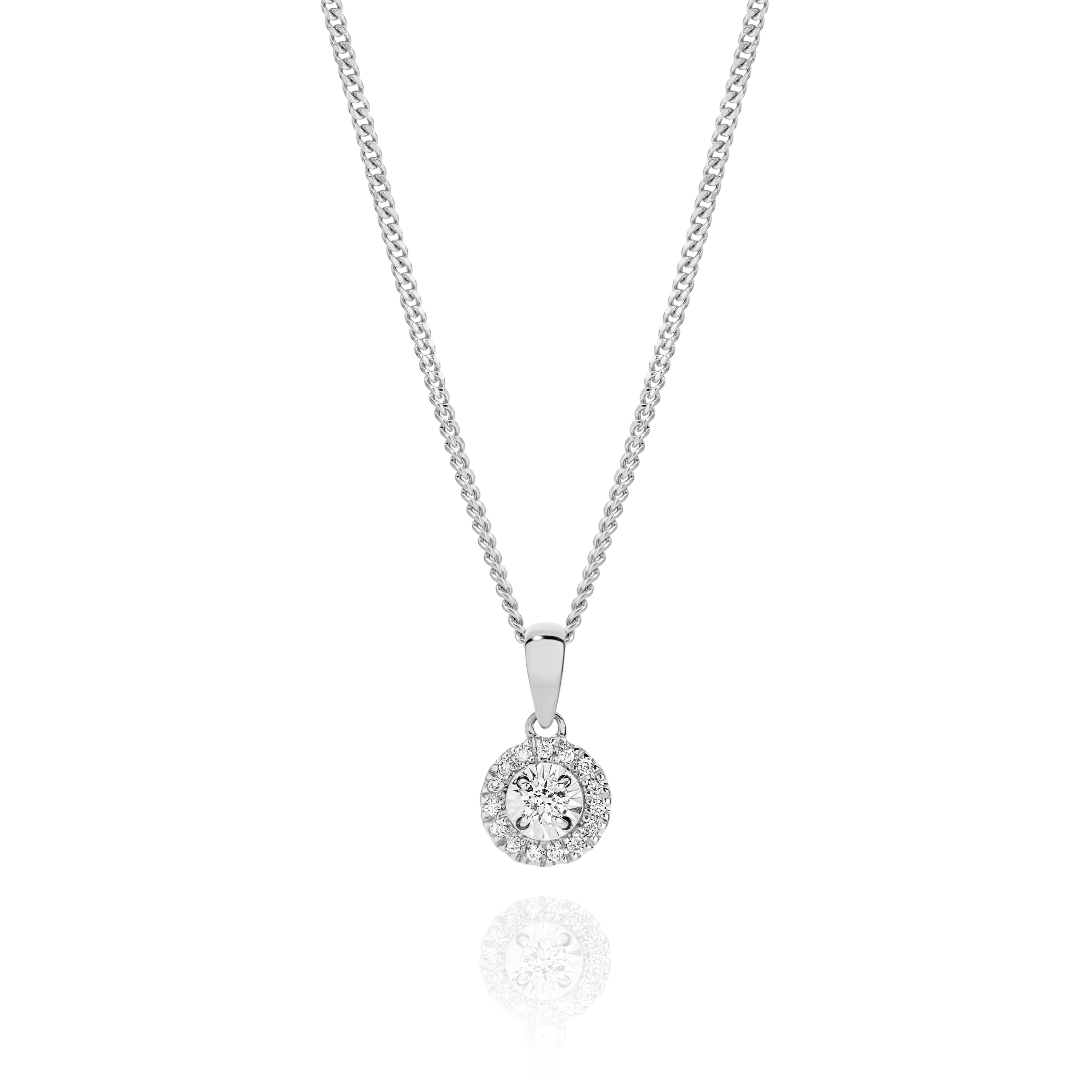 9ct white gold 0.11ct diamond pendant