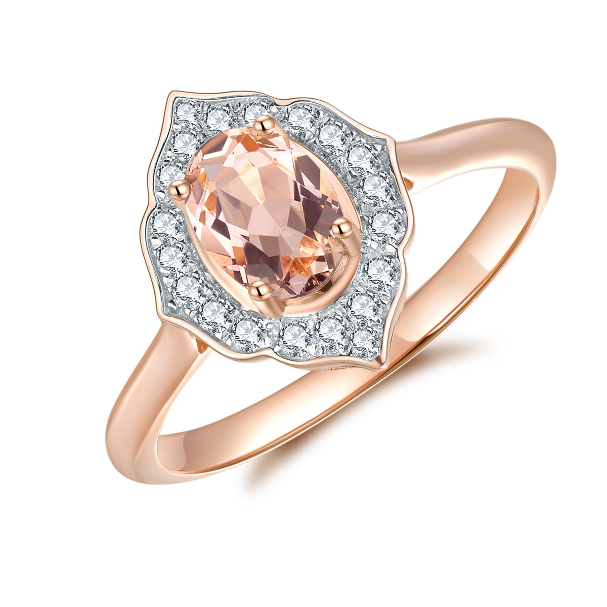 9ct Rose Gold Morganite & Diamond Ring