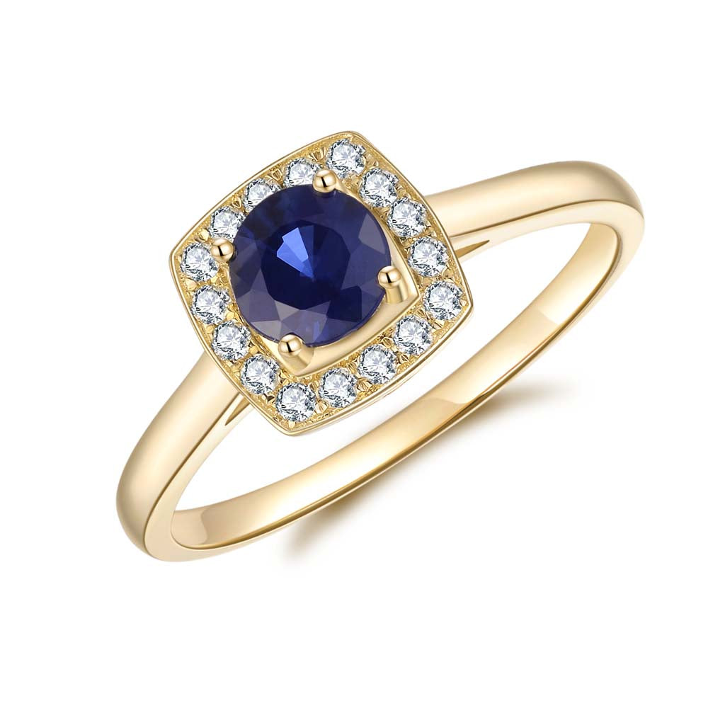 9ct Yellow Gold Black Sapphire & Diamond Ring