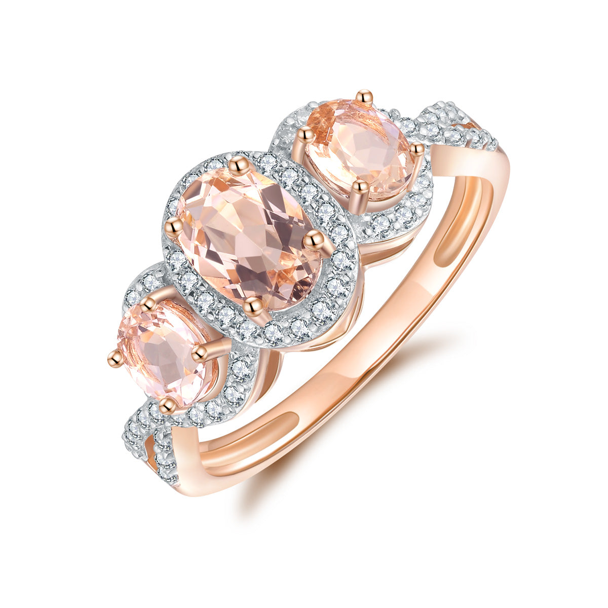 9ct Rose Gold Morganite & Diamond Ring