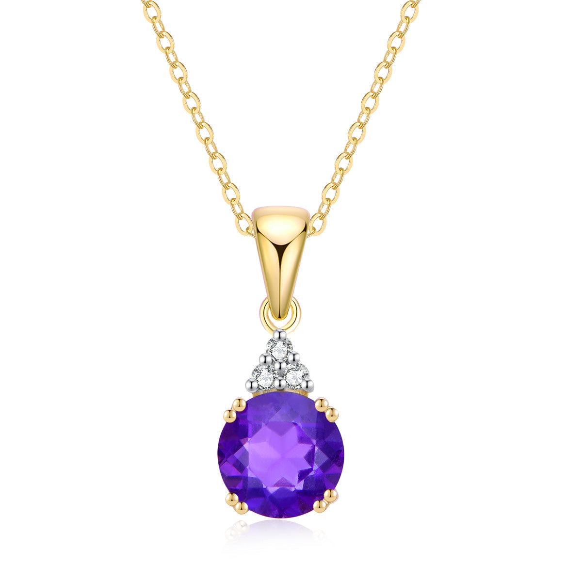 9ct Yellow Gold Amethyst & Diamond Pendant