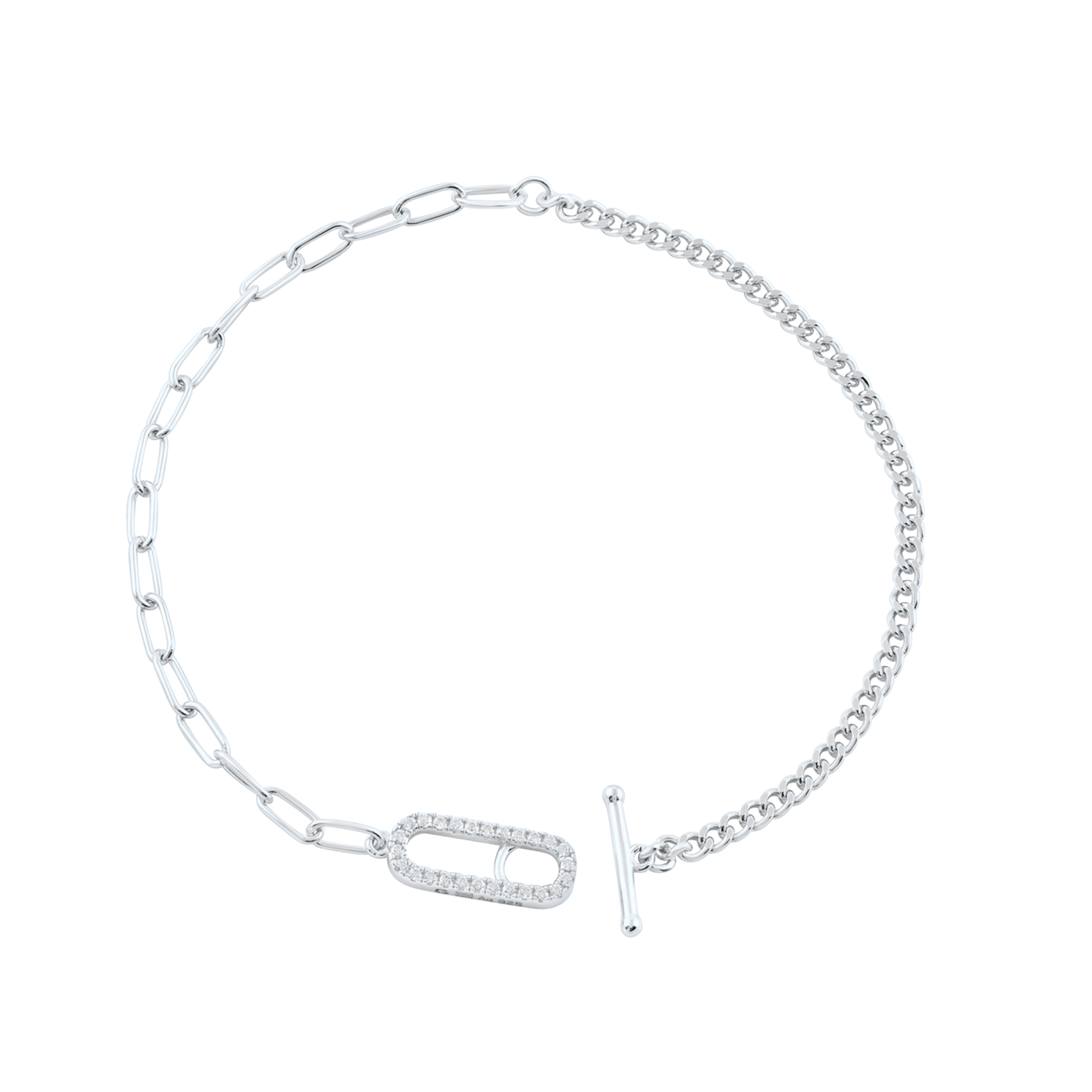 Georgini Alchemy Paperclip Curb Fob Bracelet Silver