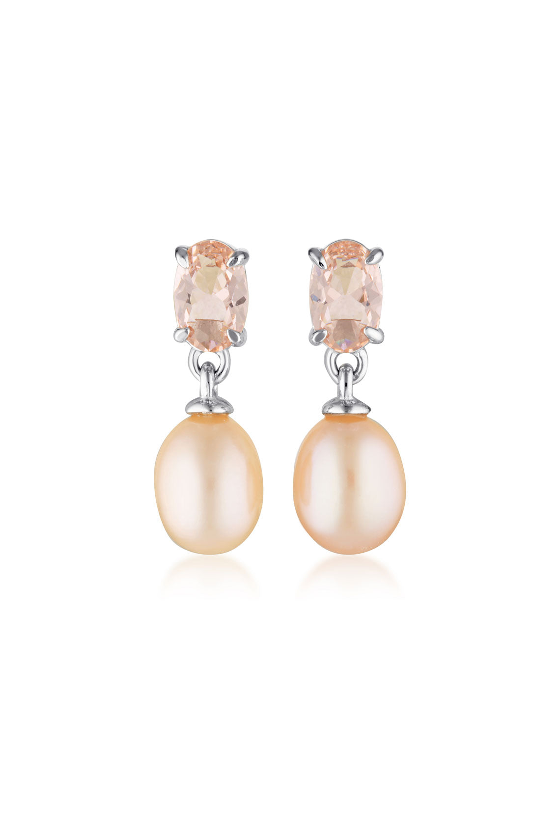 Georgini Whitsundays Pink Freshwater Pearl Earrings Silver