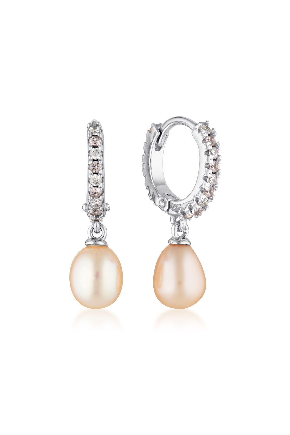 Georgini Bondi Pink Freshwater Pearl Earrings Silver