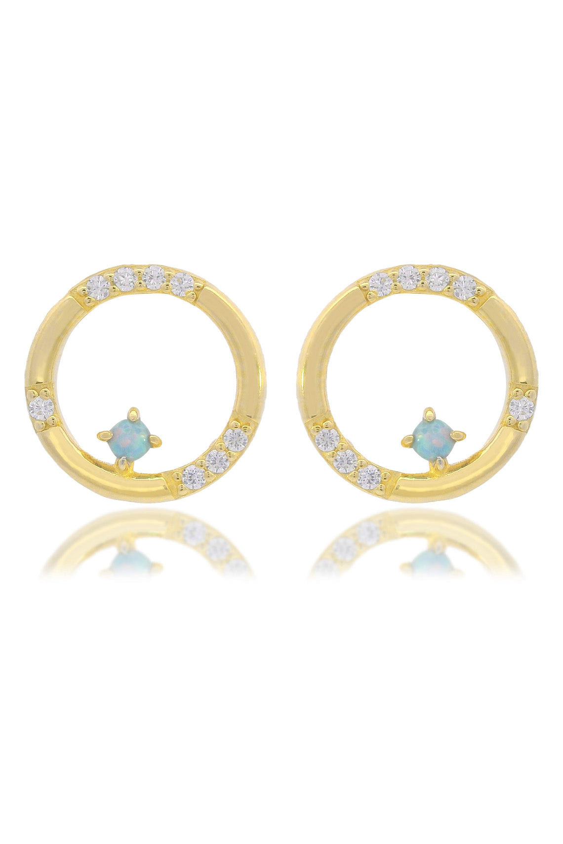 Georgini Opal Glow Blue Created Opal Circle Earrings Gold