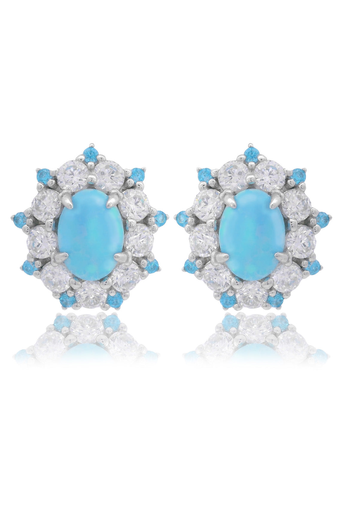 Georgini Opal Glow Barangaroo Blue Created Opal Earrings