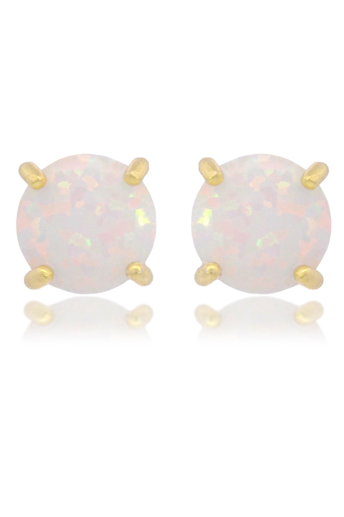 Georgini Opal Glow White Created Opal Stud Earrings Gold