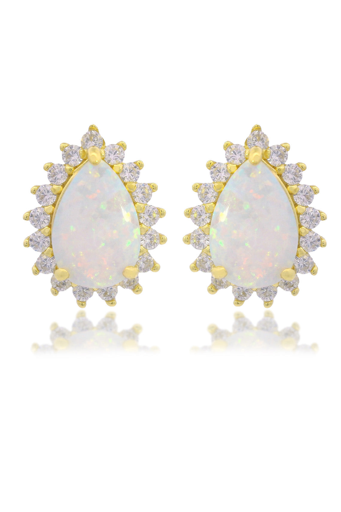 Georgini Opal Glow Rozelle White Created Opal Earrings Gold