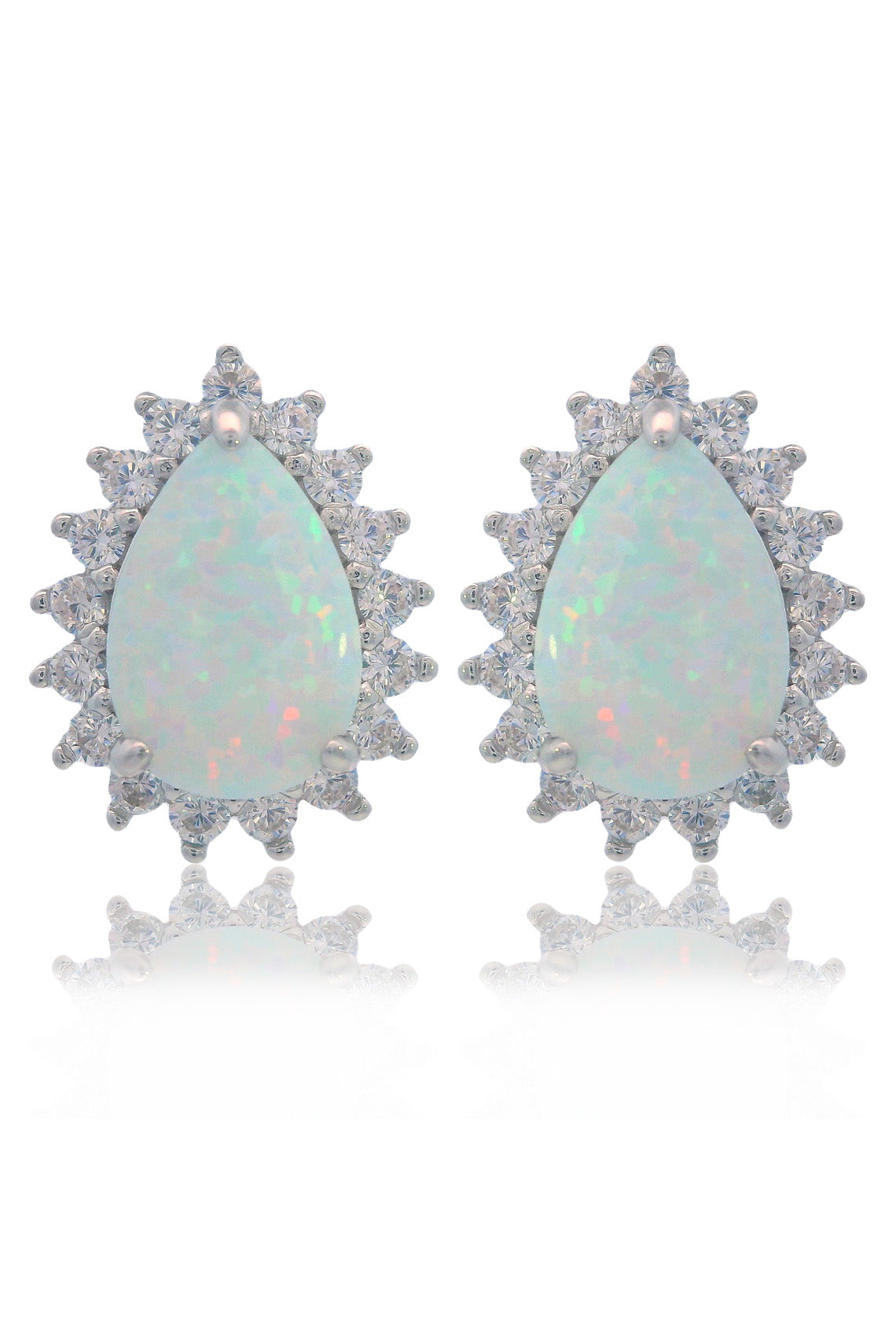 Georgini Opal Glow Rozelle White Created Opal Earrings Silver