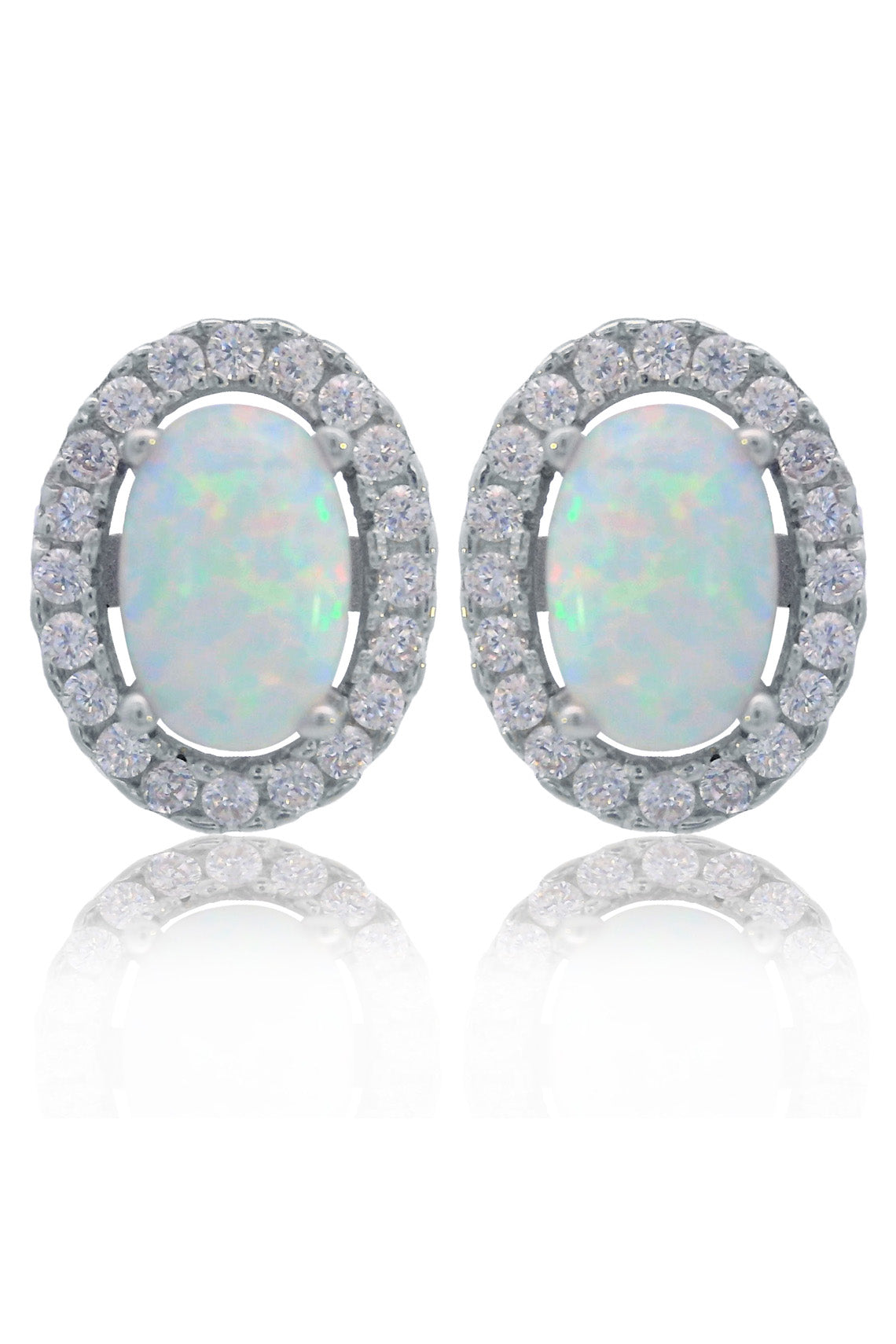 Georgini Opal Glow Blackwattle White Created Opal Earrings Silver