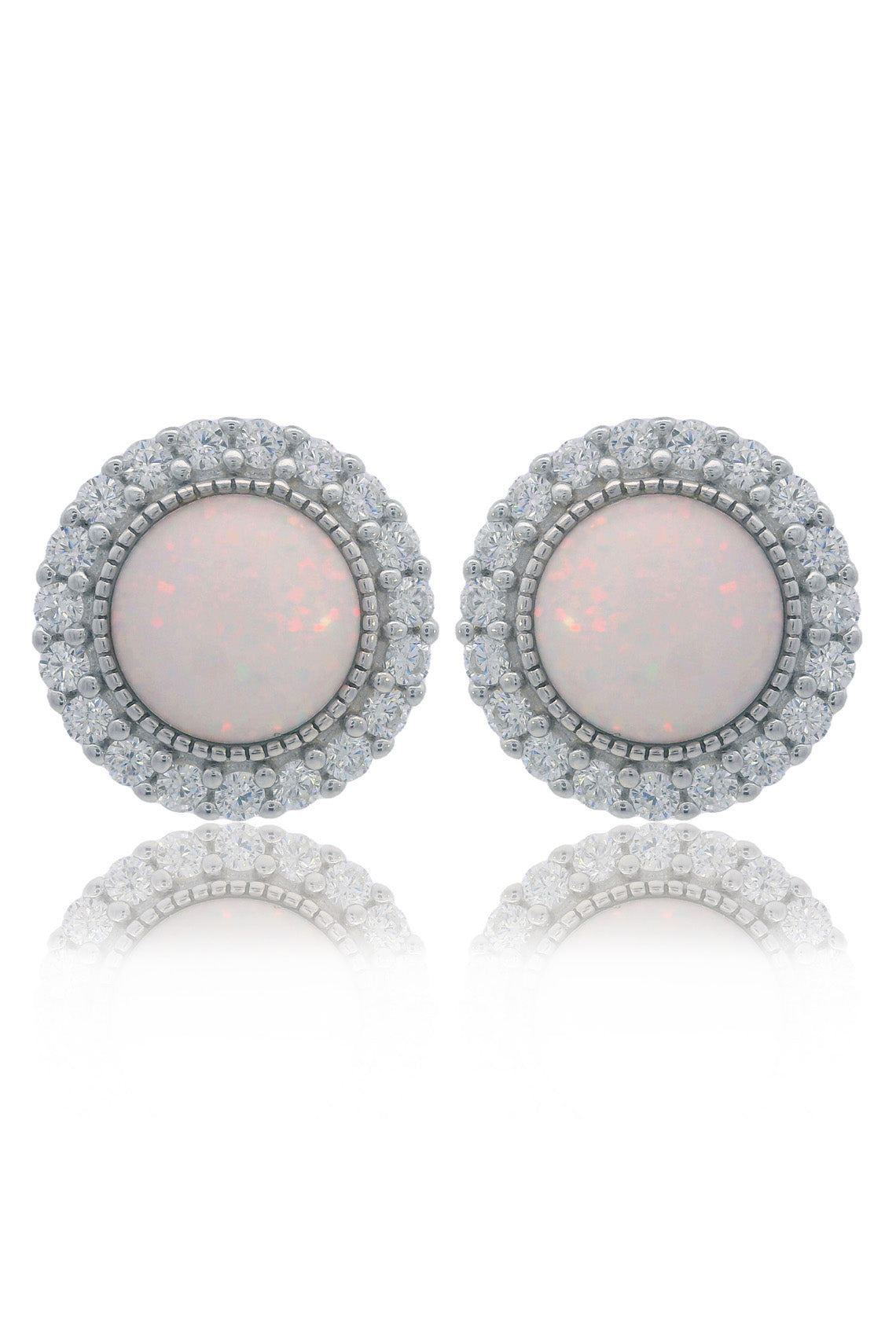 Georgini Opal Glow Marrinawi White Created Opal Earrings Silver