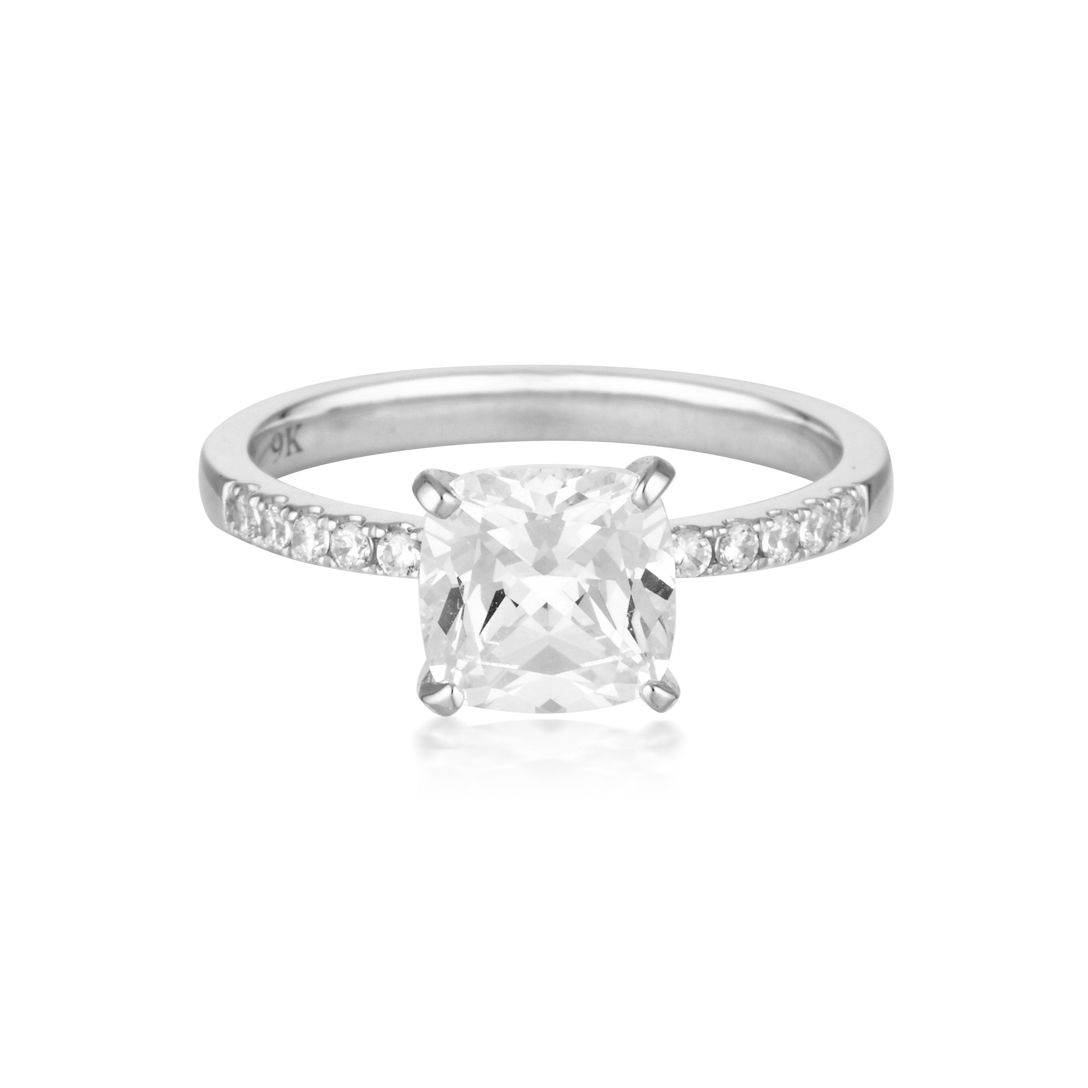 Georgini Cushion Cut 1.50ct Moissanite Engagement Ring in 9ct White Gold