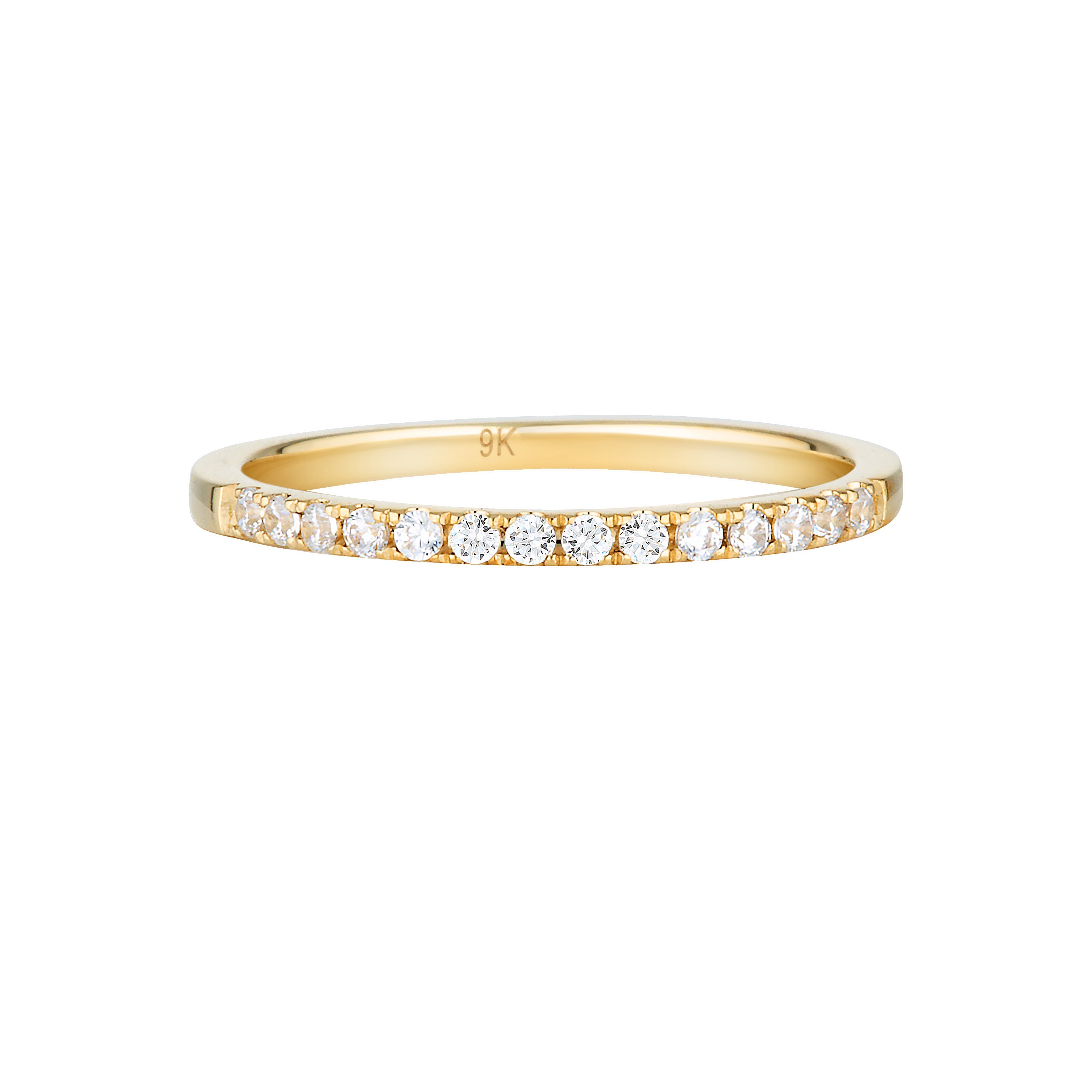 Georgini Round Brilliant Cut Moissanite Wedding Band in 9ct Yellow Gold