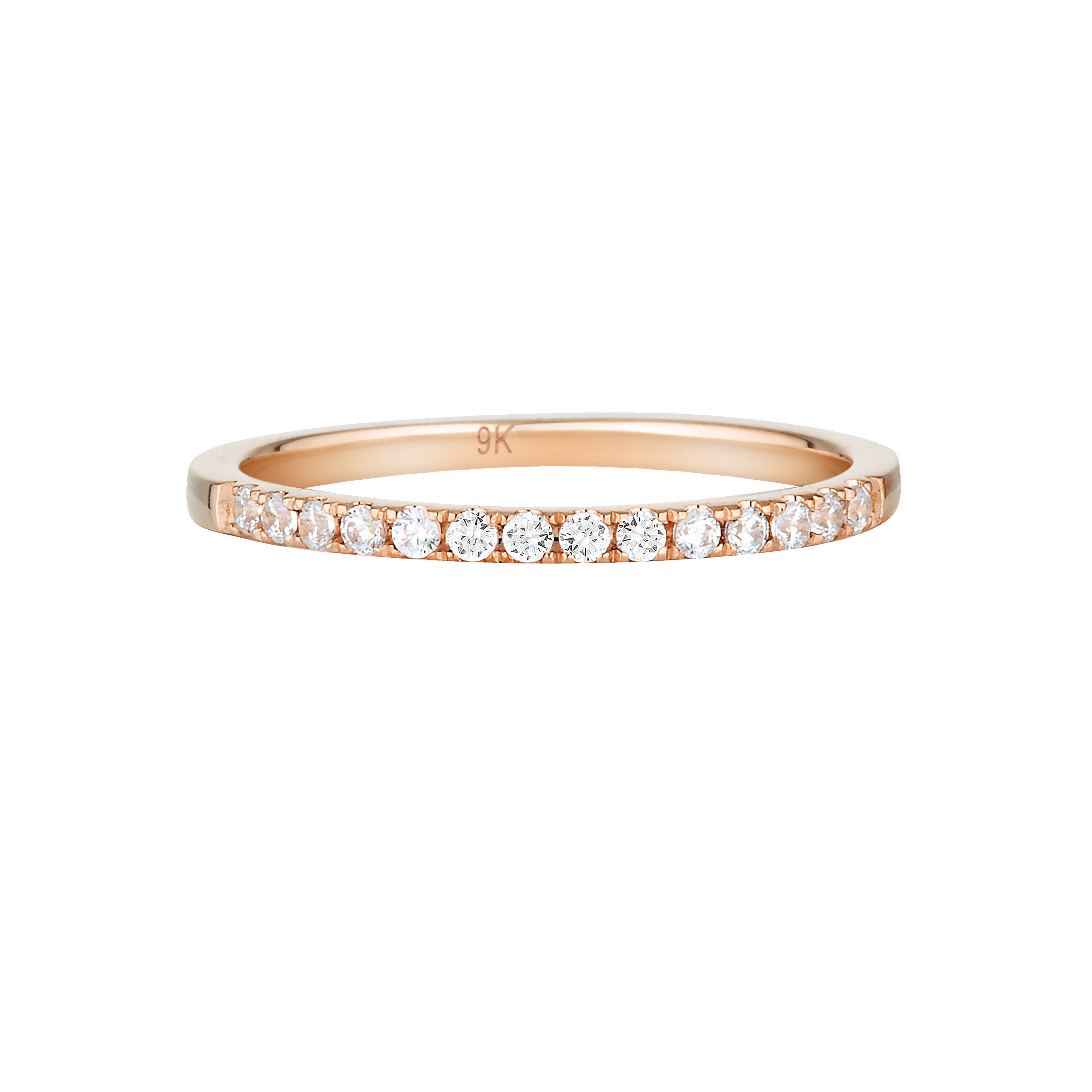 Georgini Round Brilliant Cut Moissanite Wedding Band in 9ct Rose Gold