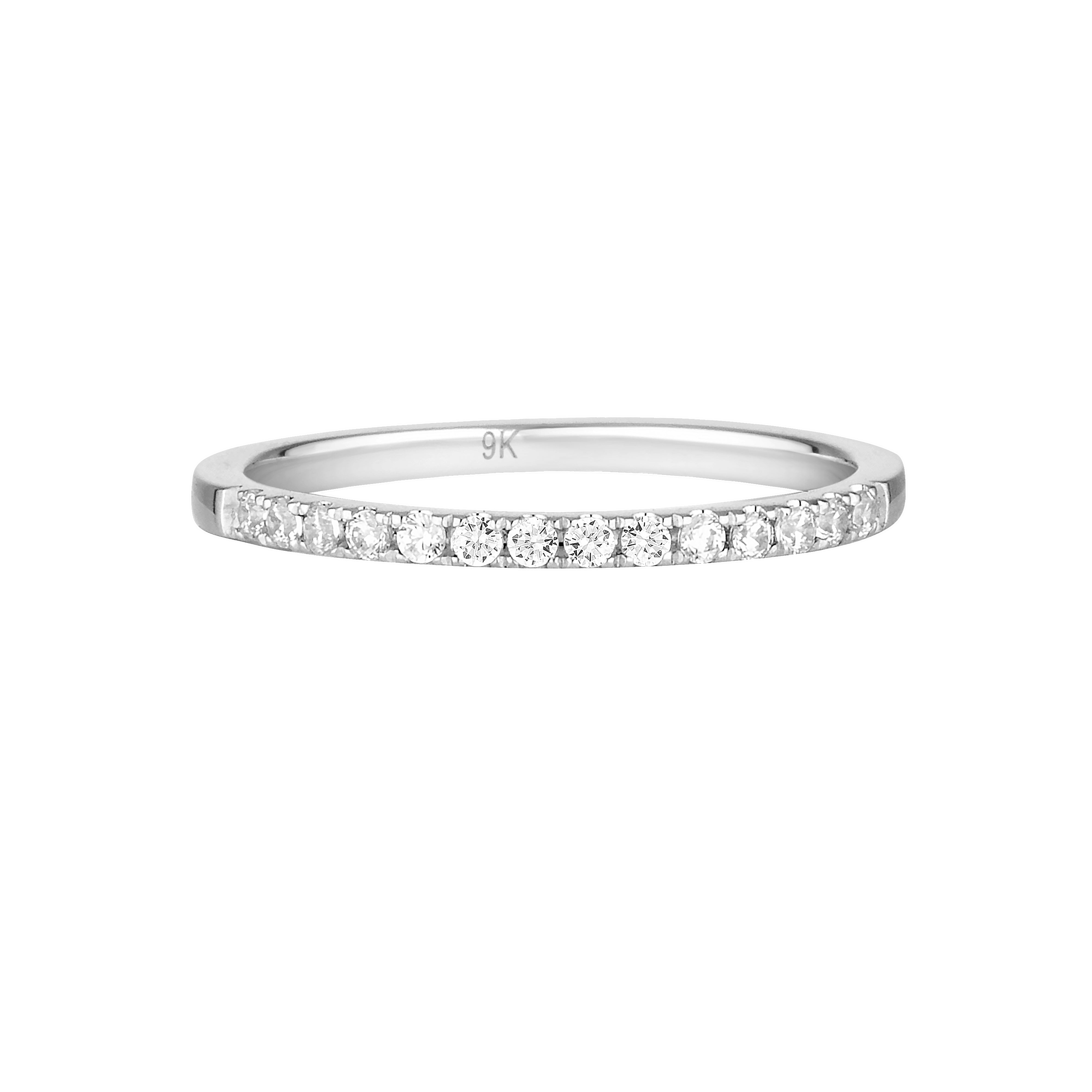 Georgini Round Brilliant Cut Moissanite Wedding Band in 9ct White Gold