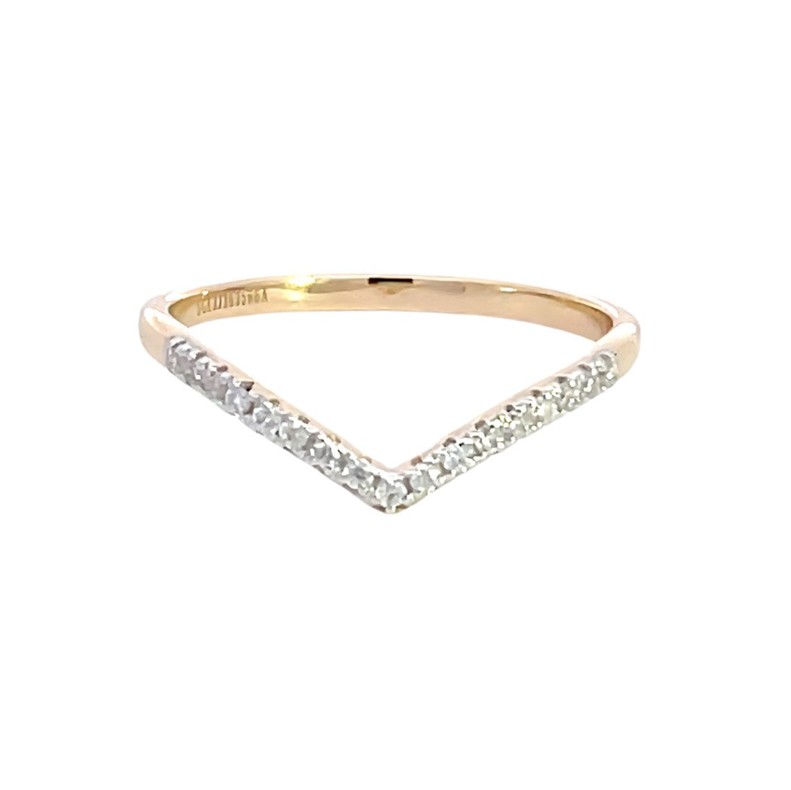 Georgini Round Brilliant Cut Moissanite Wishbone in 9ct Yellow Gold Ring