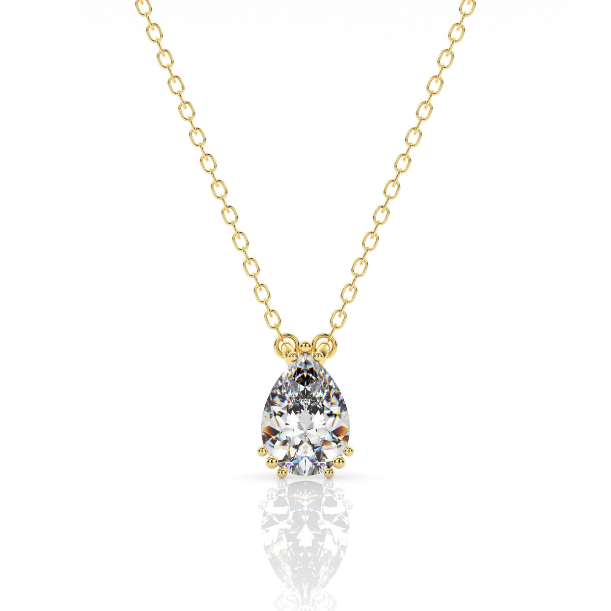Georgini Elegant Essentials 7mm Pear Cut Hidden Halo Pendant Gold