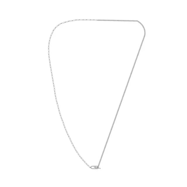 Georgini Alchemy Paperclip Curb Fob Necklace Silver