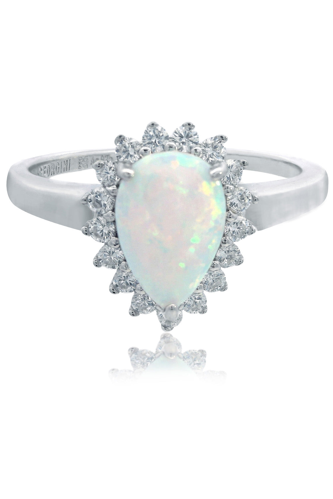 Georgini Opal Glow Rozelle White Created Opal Ring Silver