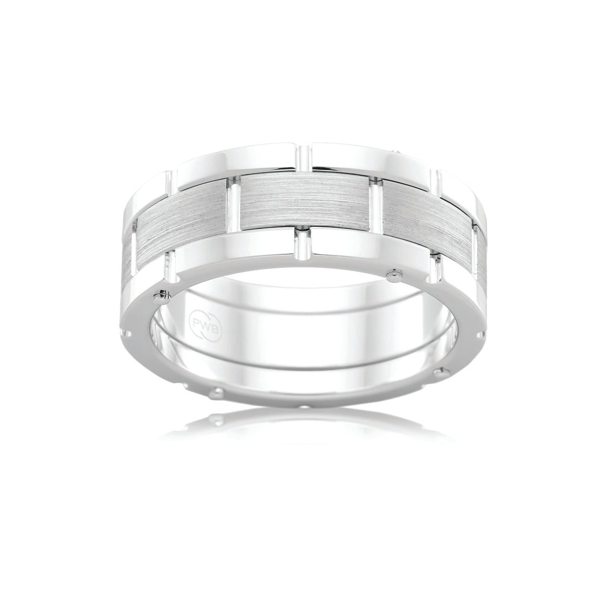 9ct White Gold Riveted Wedding Ring