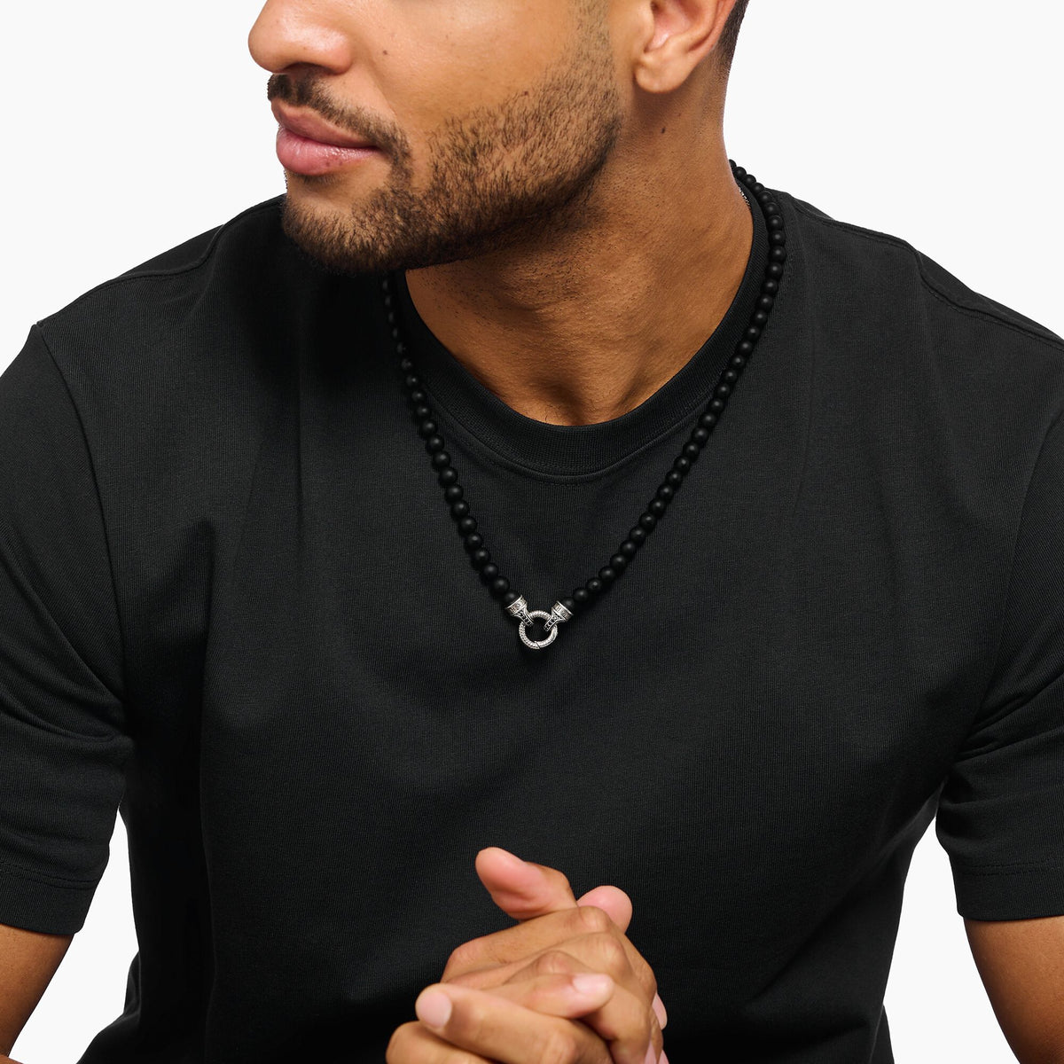 THOMAS SABO Bead Necklace Black Obsidian