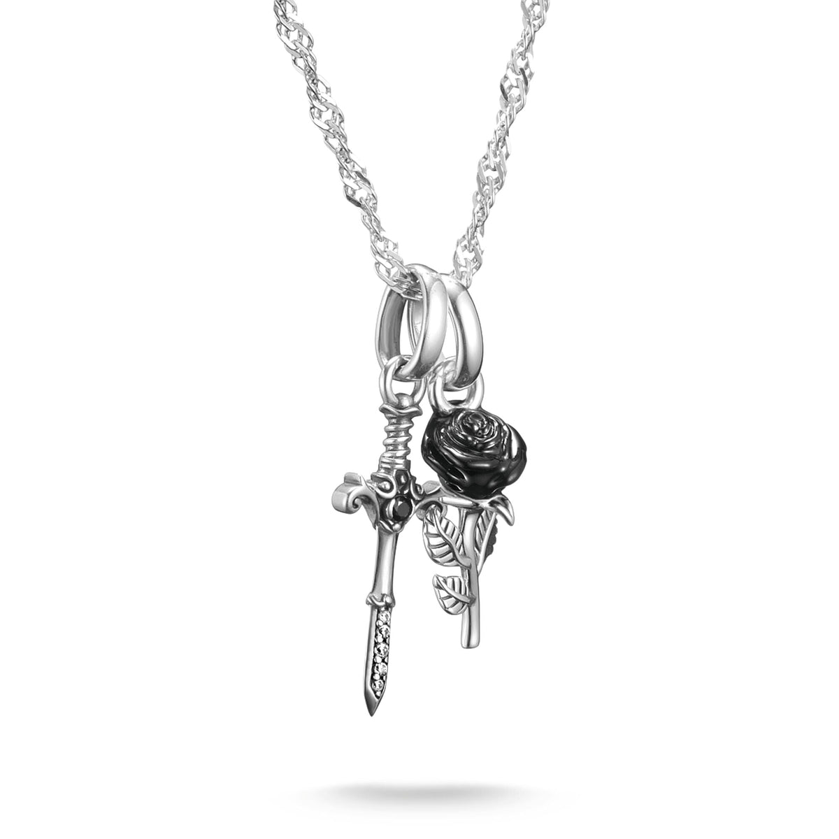 THOMAS SABO Sword and Rose Zirconia Necklace