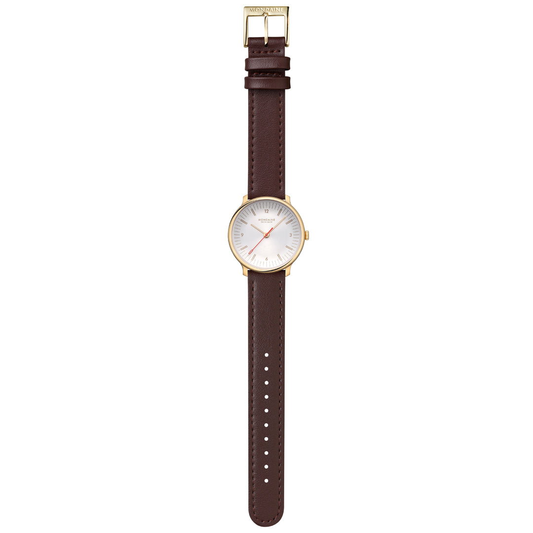 Mondaine Doppio Brown Leather 33mm Watch - MLE.33110.LGV